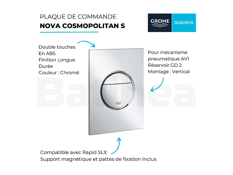 Placa de accionamiento para WC GROHE Nova Cosmopolitan S Cromo