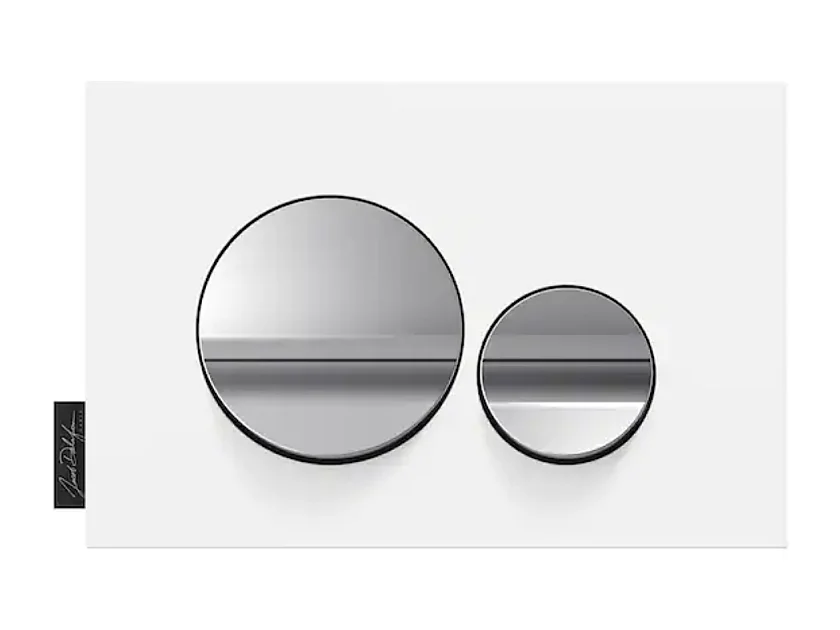 Plaque de commande JACOB DELAFON, double touches rondes Chrome brillant/Blanc mat