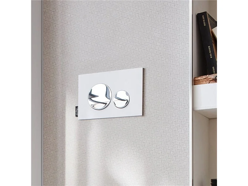 Plaque de commande JACOB DELAFON, double touches rondes Chrome brillant/Blanc mat