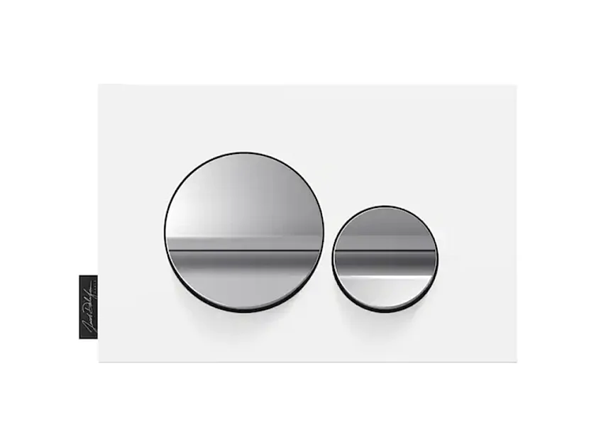 Plaque de commande JACOB DELAFON, double touches rondes Chrome brillant/Blanc mat