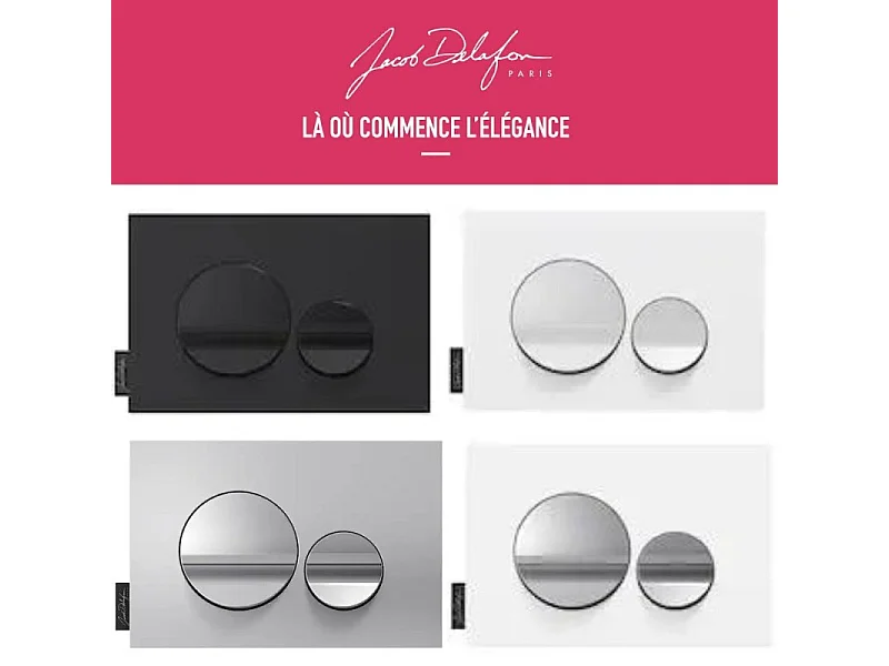 Plaque de commande JACOB DELAFON, double touches rondes Blanc brillant