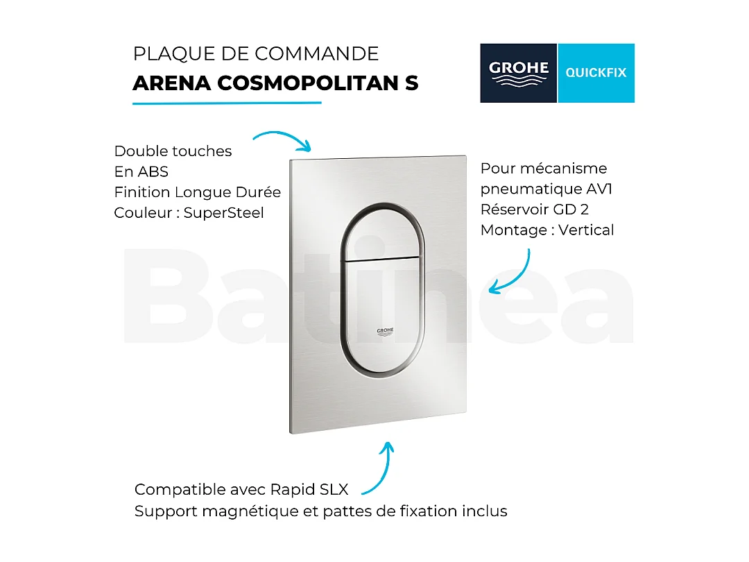 Placa de accionamiento para WC GROHE Arena Cosmopolitan S Supersteel