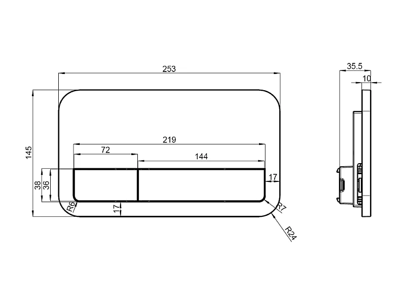 Placa de accionamiento para WC VILLEROY ET BOCH ViConnect 200S negro mate