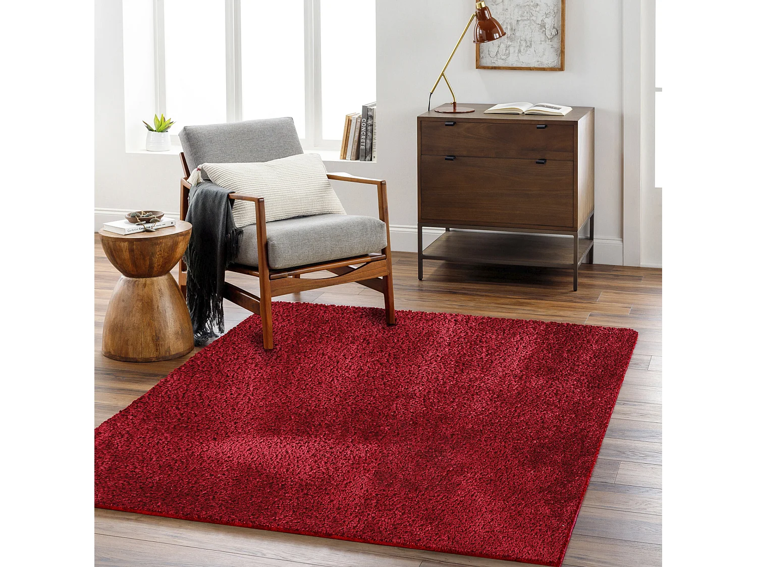 Tappeto Shaggy Moderno - Rosso - 200x275cm - CLAIRE