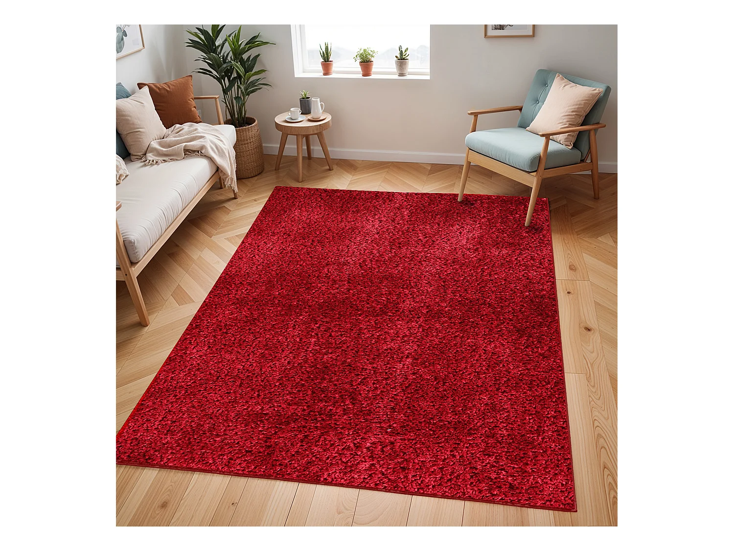 Tapis Shaggy Uni - Rouge - 200x275cm - CLAIRE