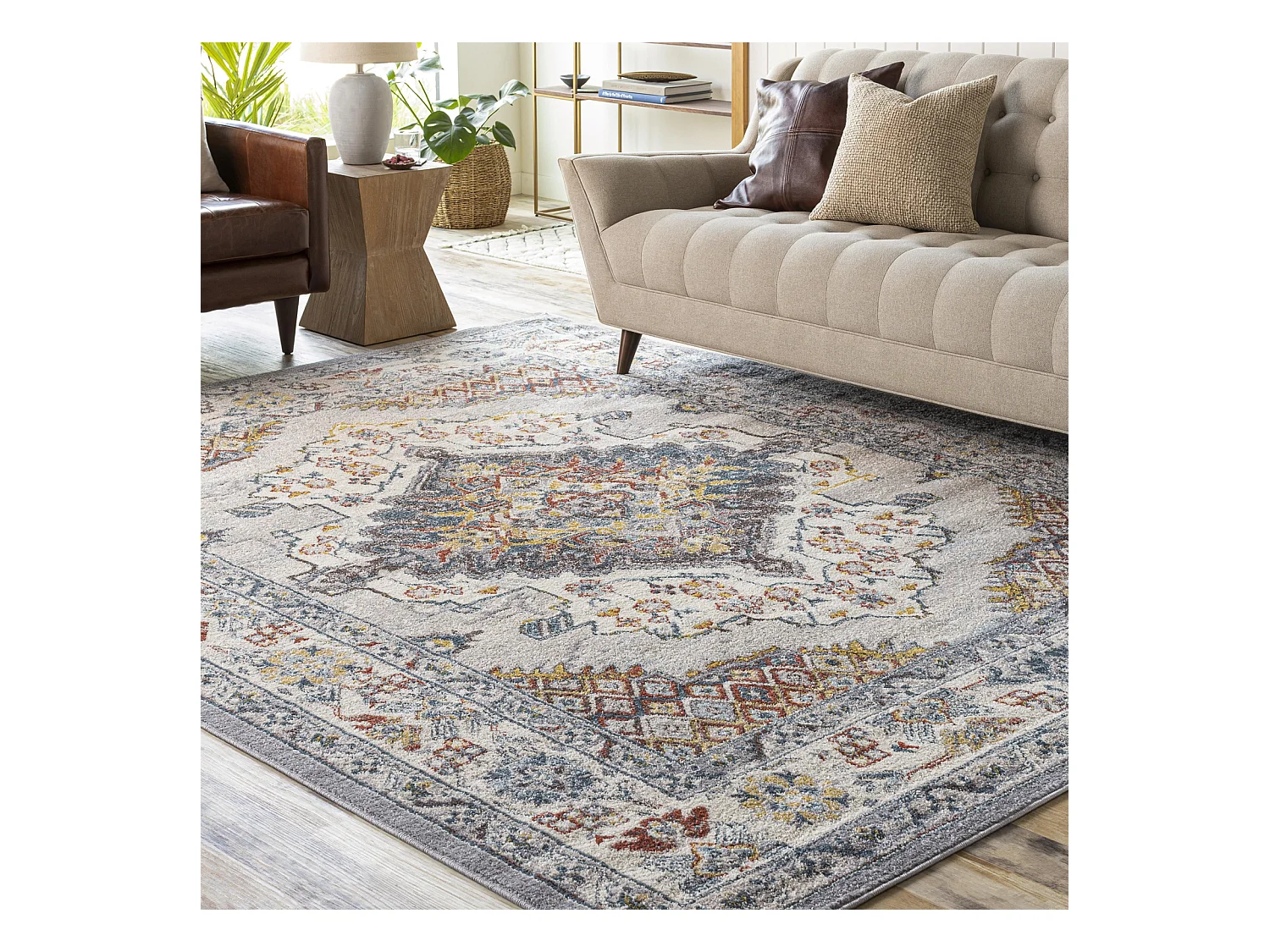 Tapis d'Extérieur/Intérieur - Bleu/Beige - 160x213cm - LAYLA