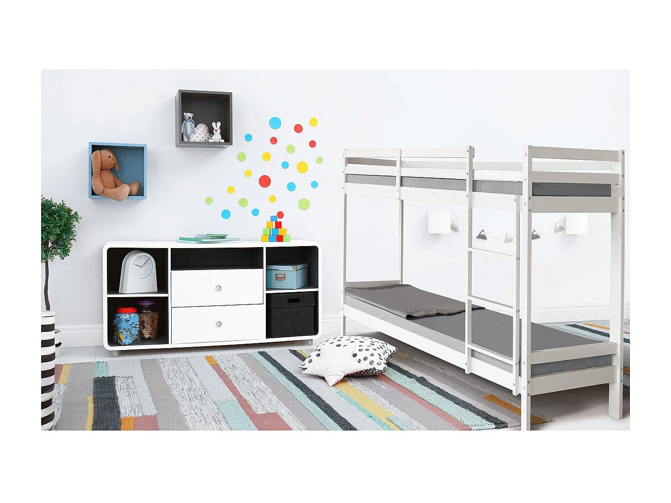 Lit Superposé bois enfant "Lionel" 90 x 190 cm - Blanc