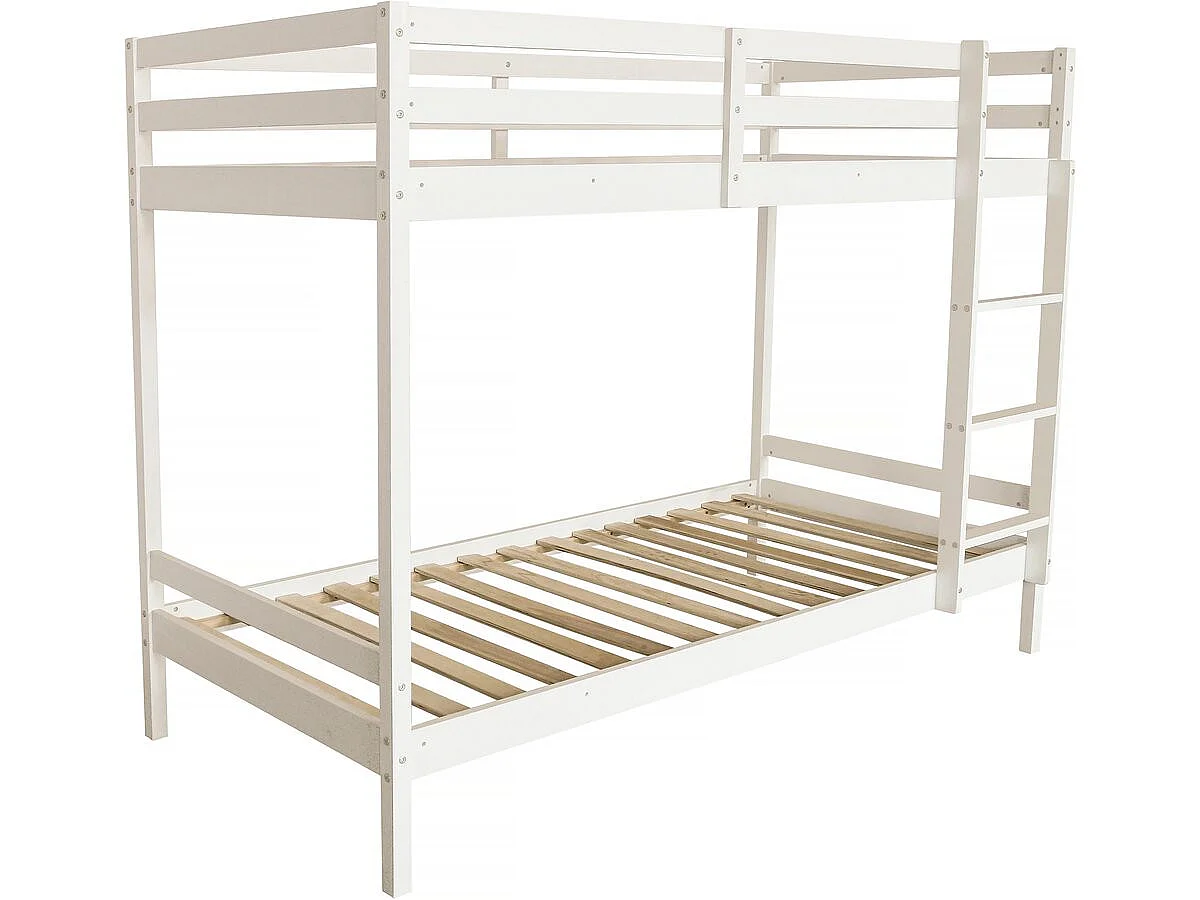 Lit Superposé bois enfant "Lionel" 90 x 190 cm - Blanc