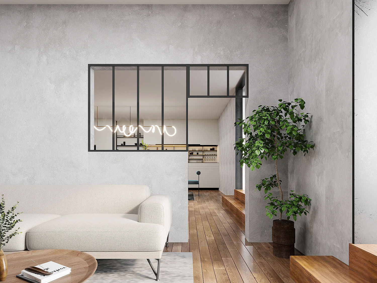 Vetrata atelier con sopraluce L120 x H105 + L73 x H40 cm in Alluminio termolaccato Nero - BAYVIEW