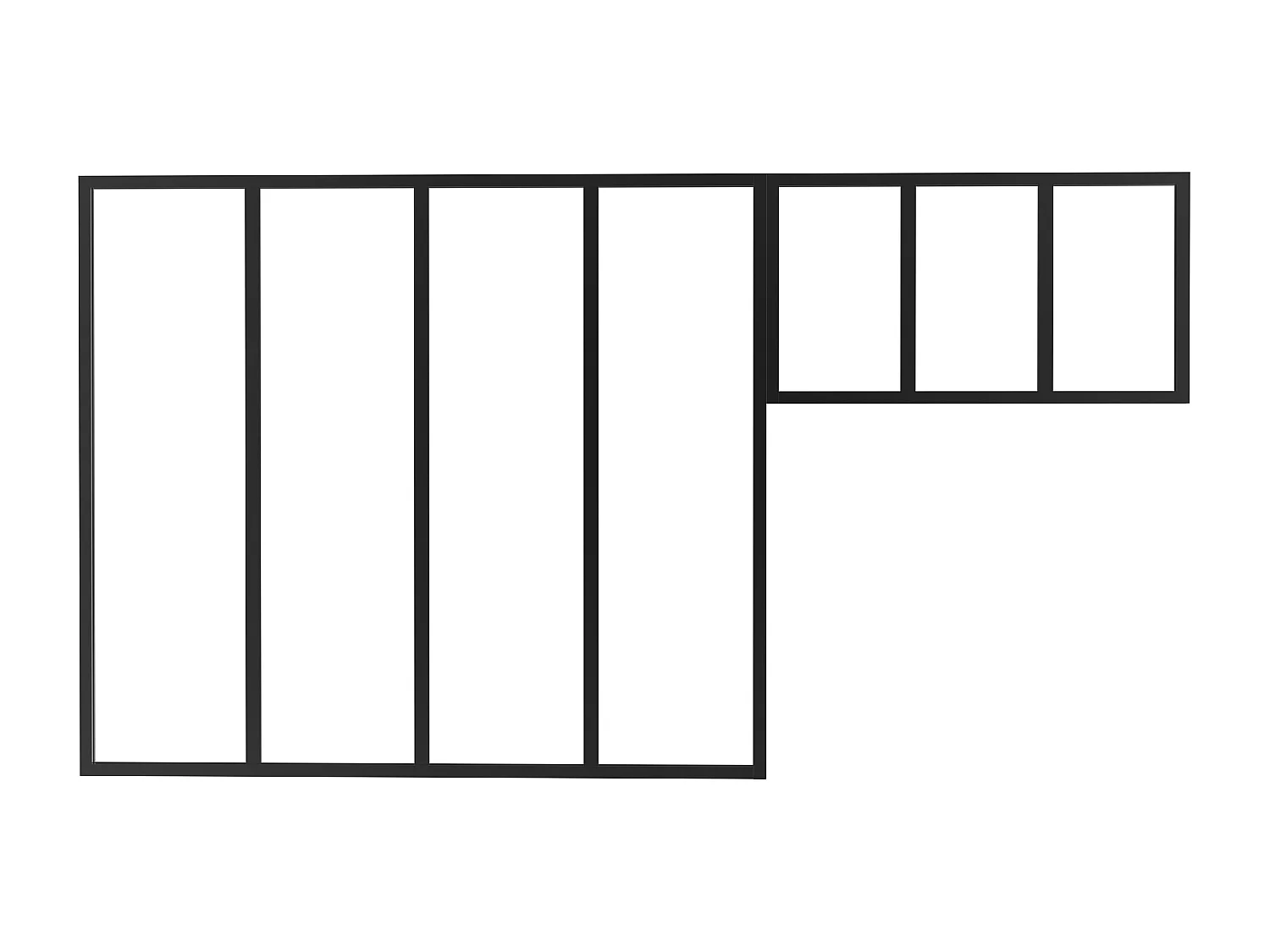 Raam werkplaats van gepoedercoat aluminium -  L120 x H105 + L73 x H40 cm - Zwart - BAYVIEW