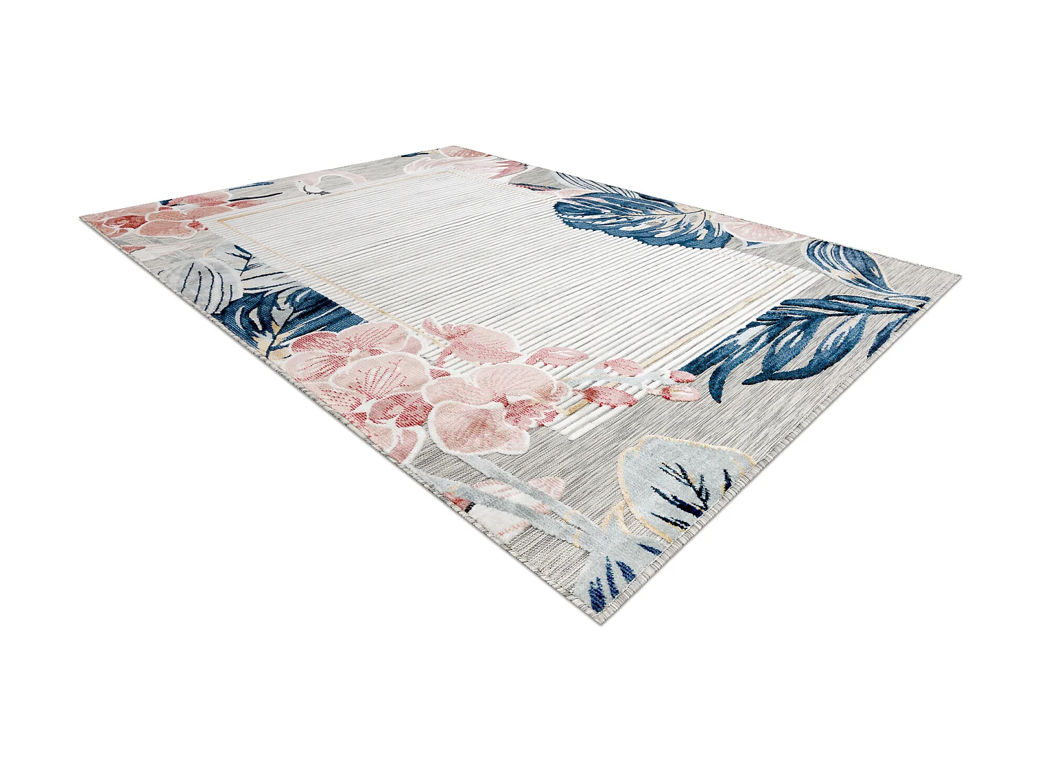 Tapis Structurel BOTANIC 65240 Flamant rose, feuilles tissé à plat s 117x170 cm