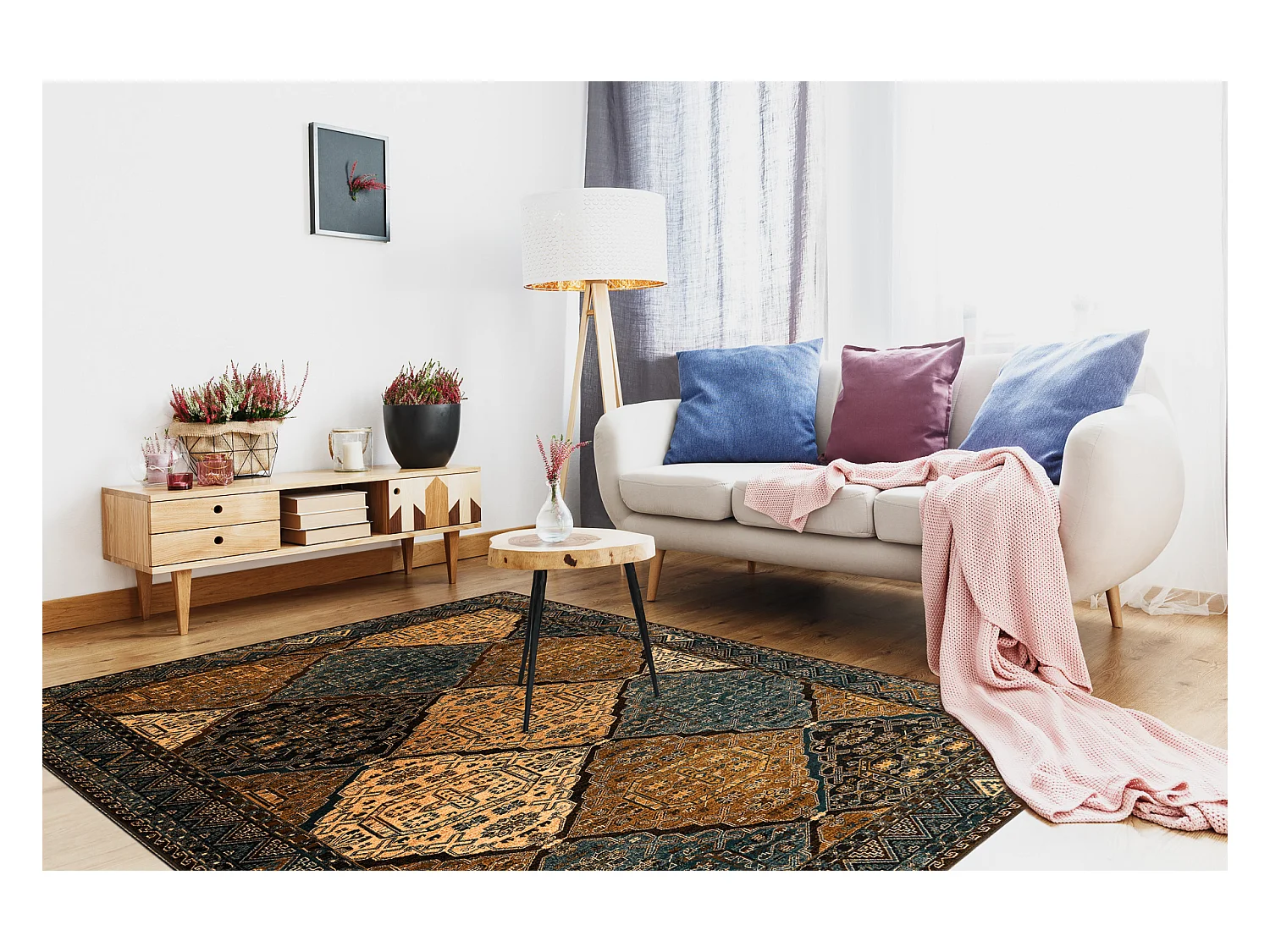Tapis en laine POLONIA Astoria oriental, ethnique Cognac beige 235x350 cm
