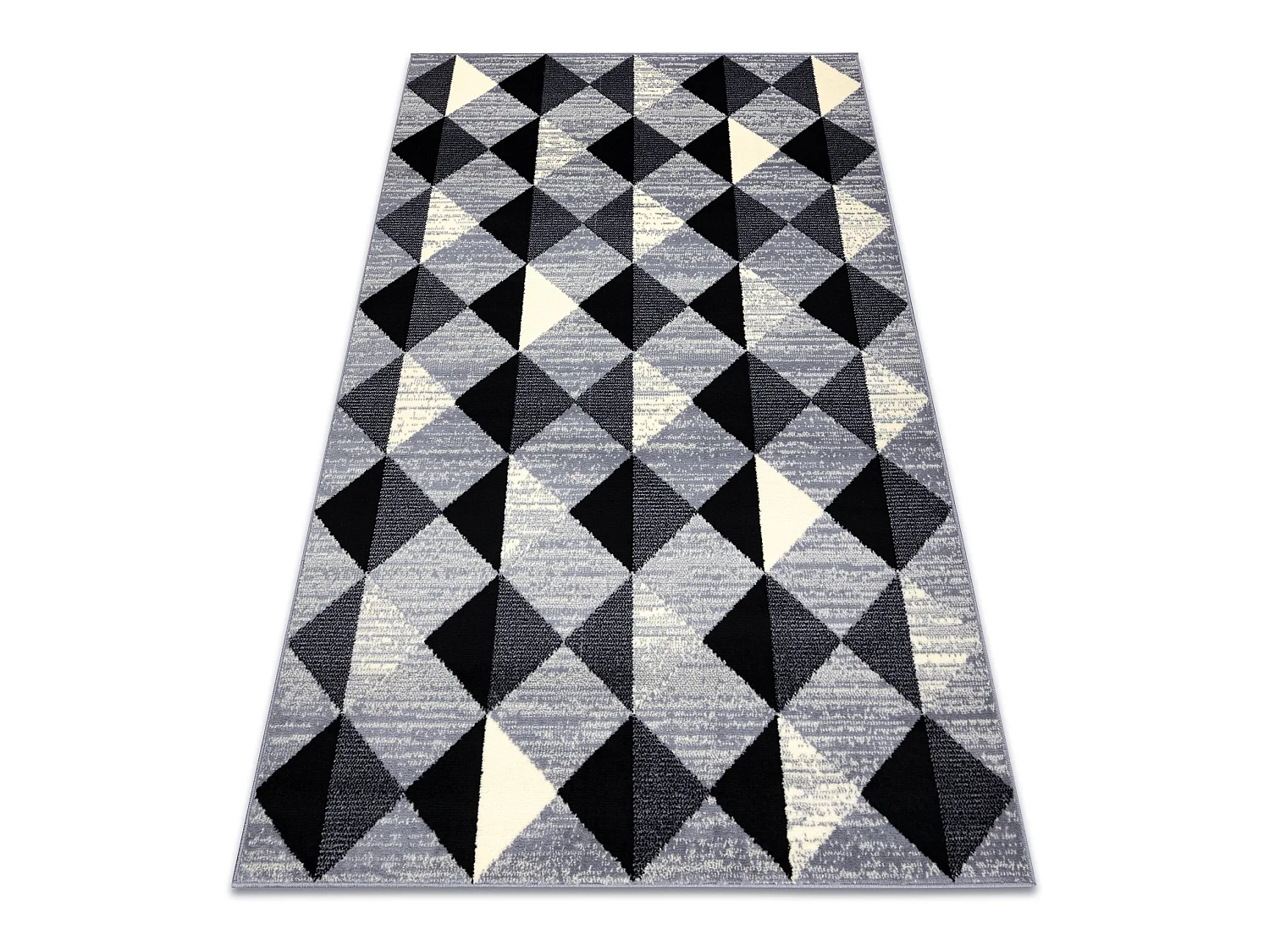 Tapis BCF 3987 Trigone, triangles, carrés, géométrique gris / ivoir 185x270 cm