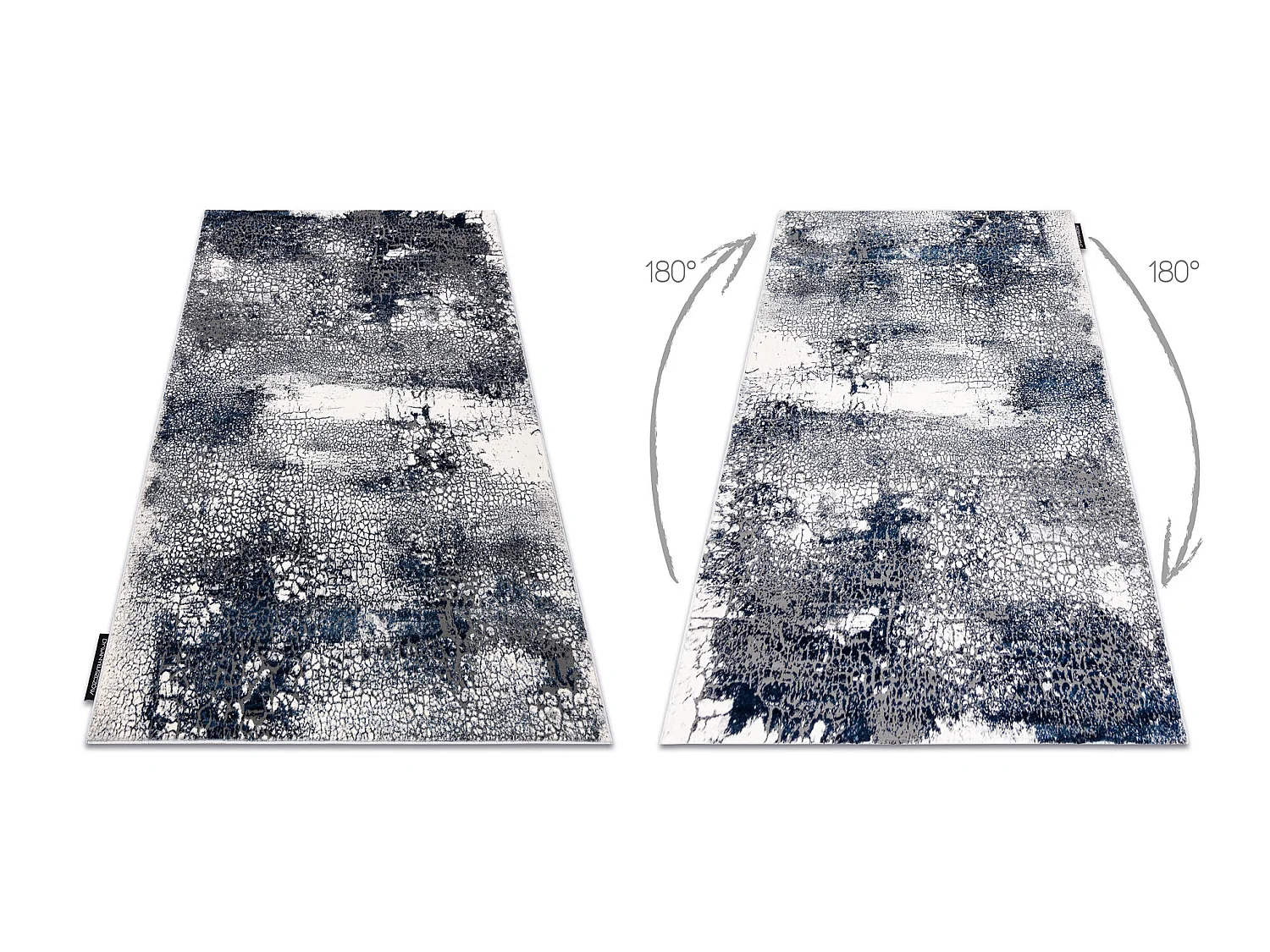 Tapis DE LUXE moderne 528 Abstraction - Structural crème / bleu fonc� 180x270 cm