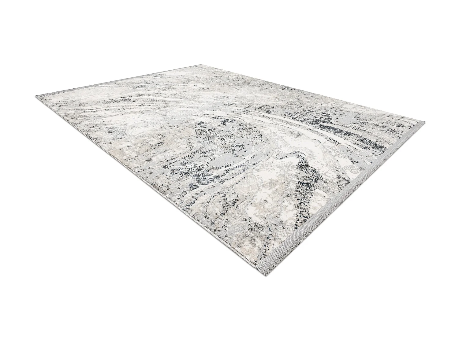 Tapis TULS structural, franges 51328 vintage, abstraction ivoire / gri 180x270 cm