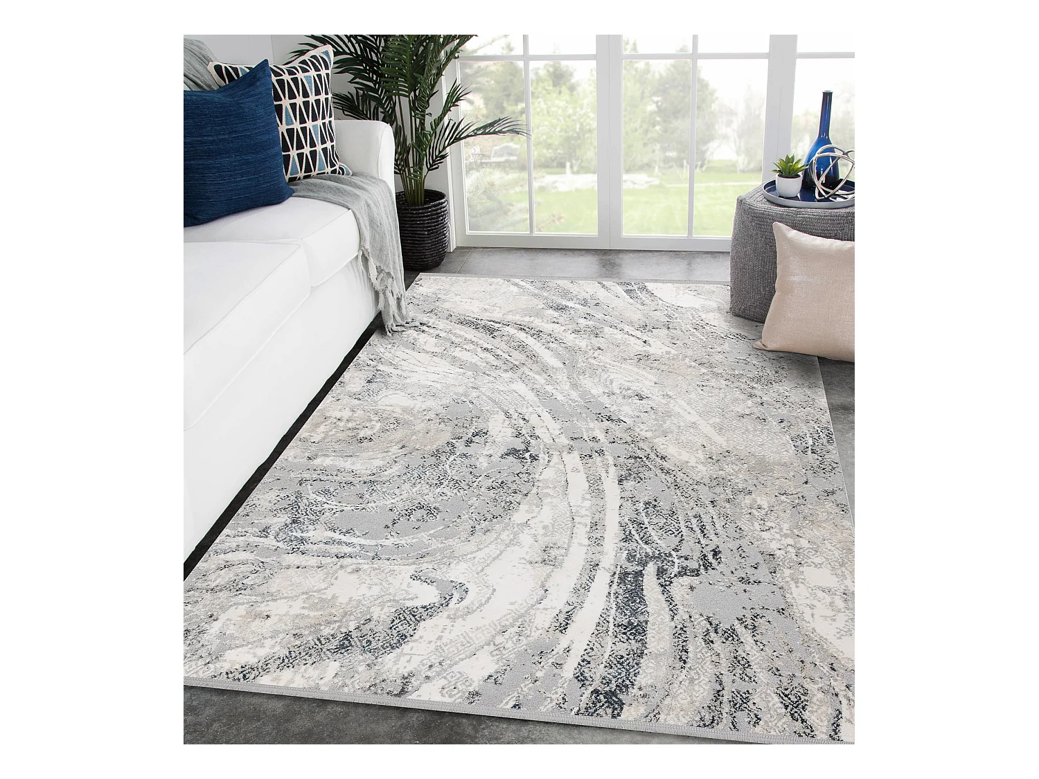 Tapis TULS structural, franges 51328 vintage, abstraction ivoire / gri 180x270 cm