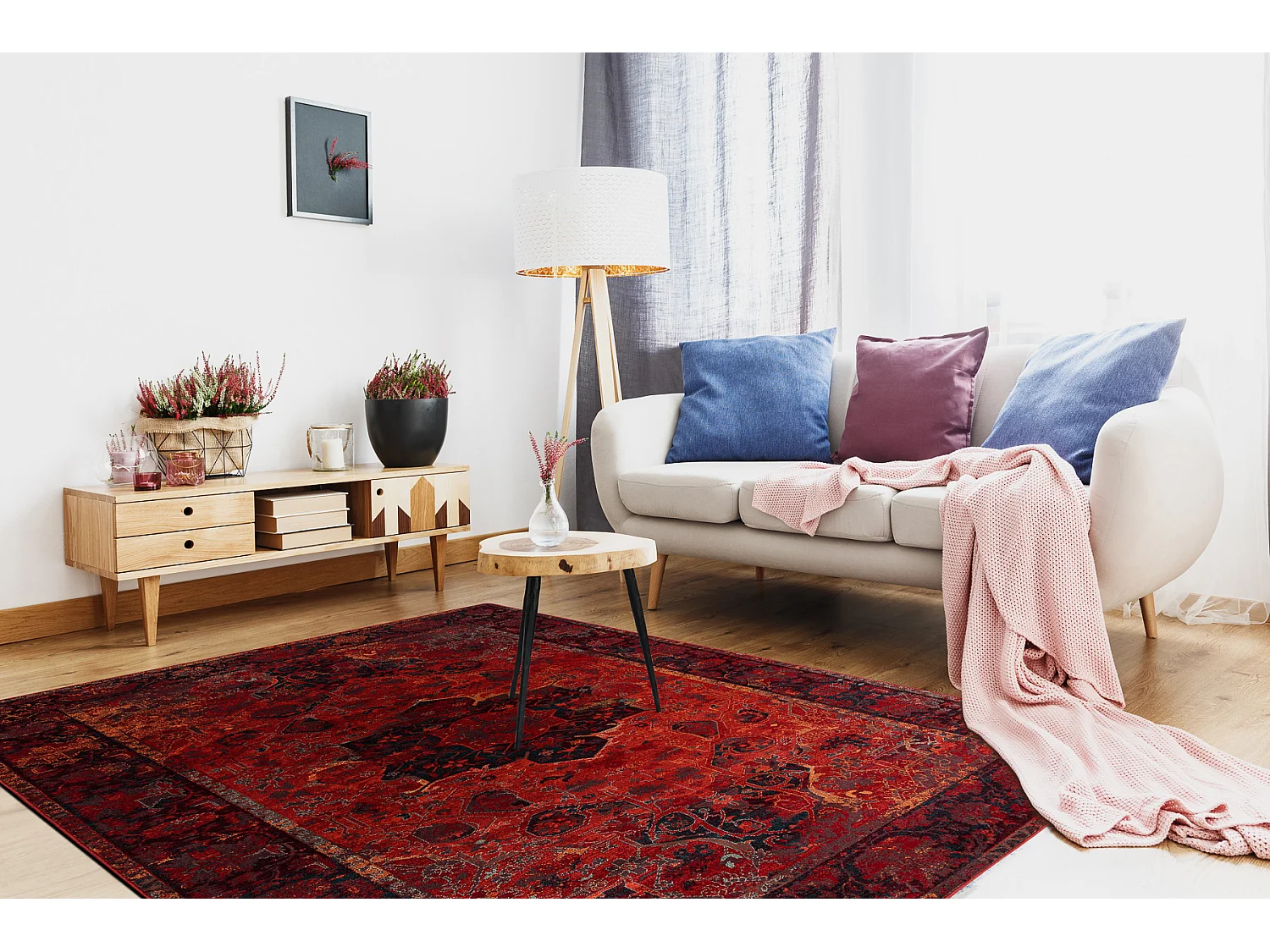 Tapis en laine POLONIA Dukato Ornement rubis 200x300 cm