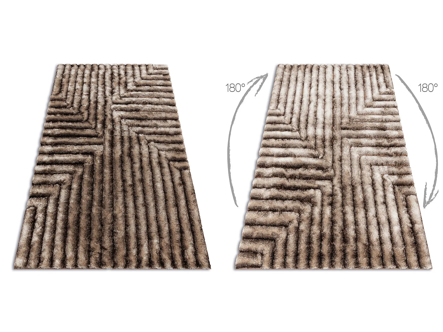 Tapijt shaggy FLIM 010-B7 modern, Labirynt - Structureel, bruin 160x220 cm