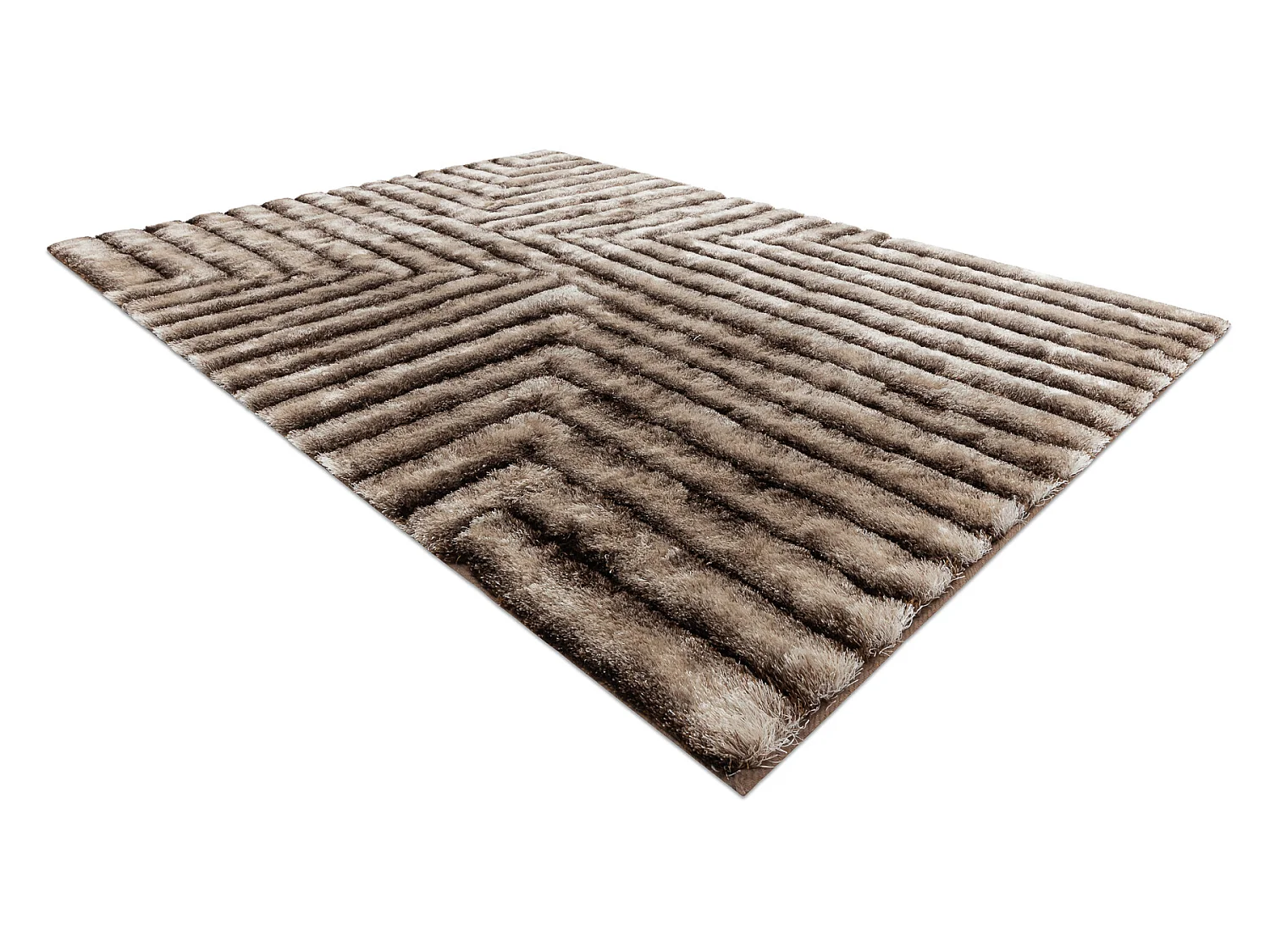 Tapijt shaggy FLIM 010-B7 modern, Labirynt - Structureel, bruin 160x220 cm