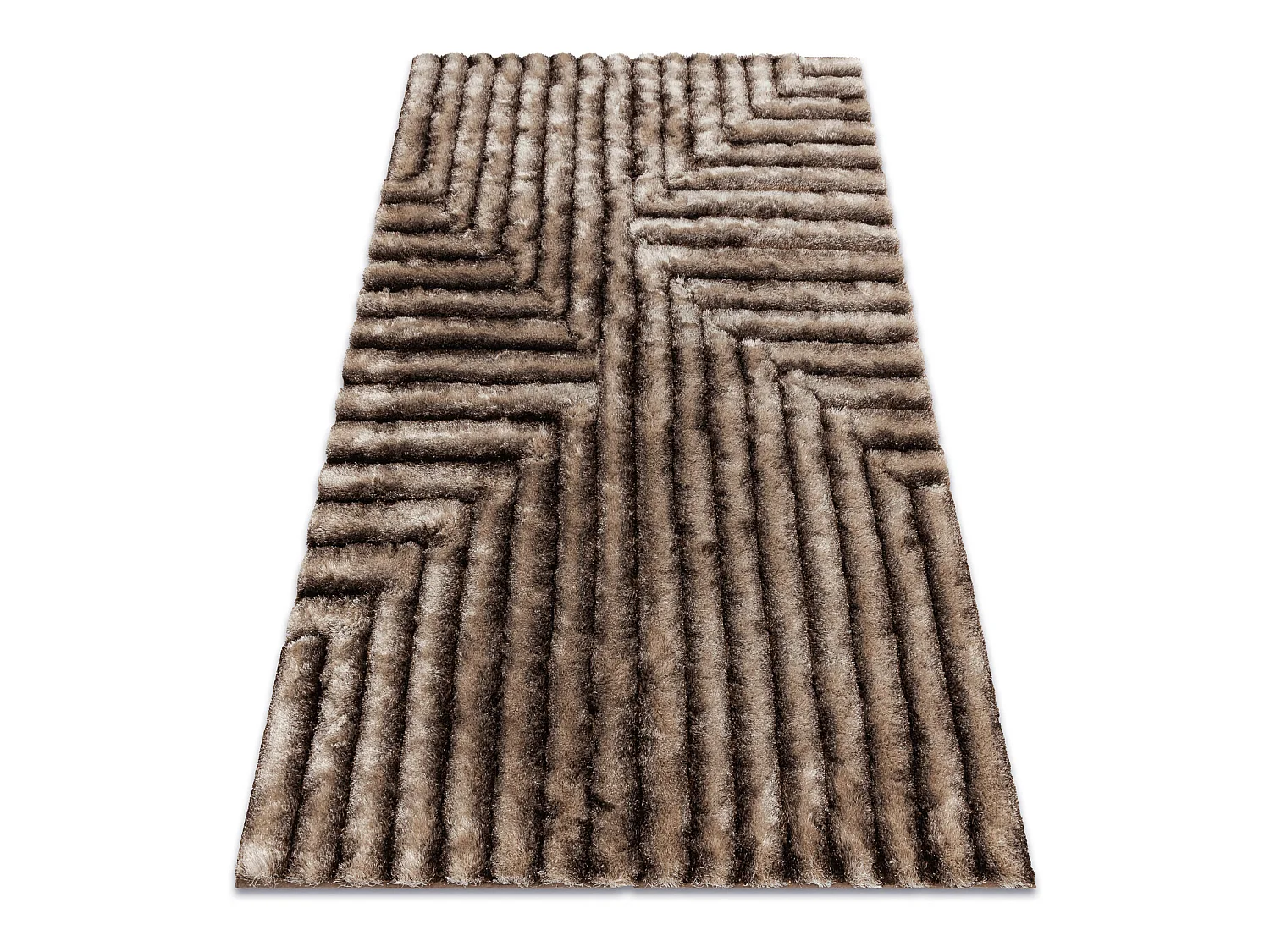 Tapis moderne FLIM 010-B7 shaggy, labyrinthe - Structural marron 160x220 cm