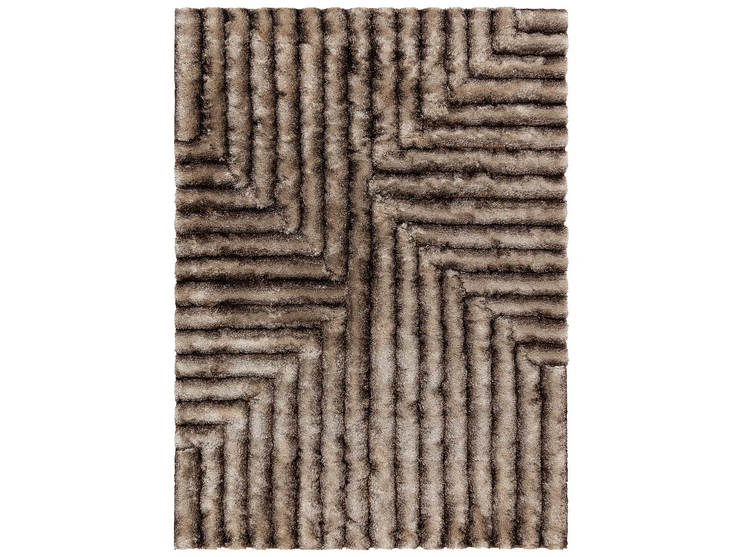 Tapis moderne FLIM 010-B7 shaggy, labyrinthe - Structural marron 160x220 cm