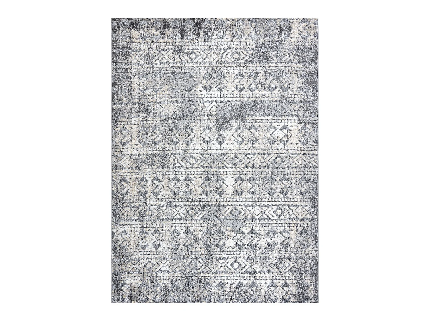 Tapis Structural SOLE D3732 aztèque, diamants - tissé à plat gris / 180x270 cm