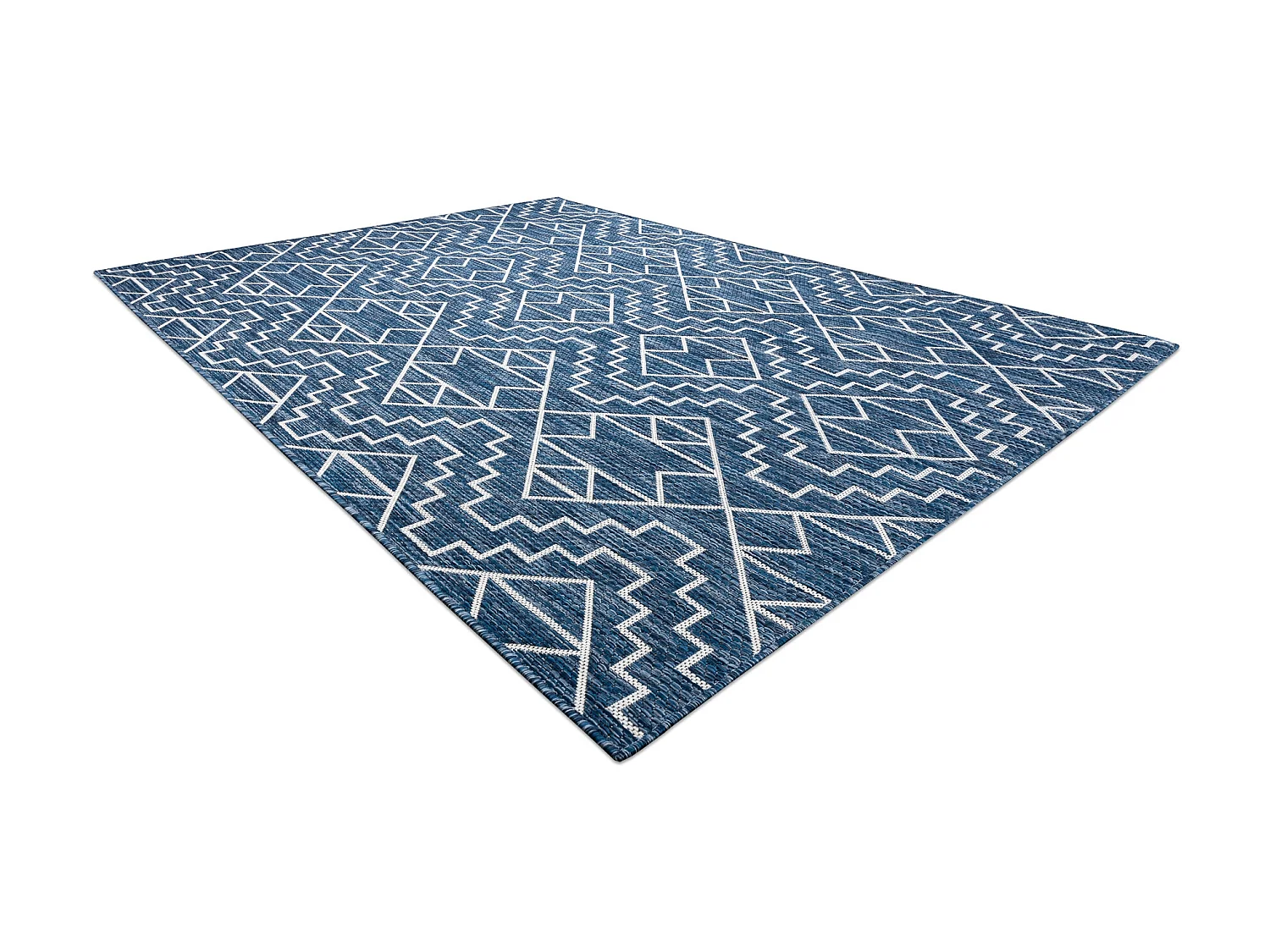 Tapis SIZAL SION Géométrique, Diamants 21778 tissé à plat bleu fon 160x220 cm