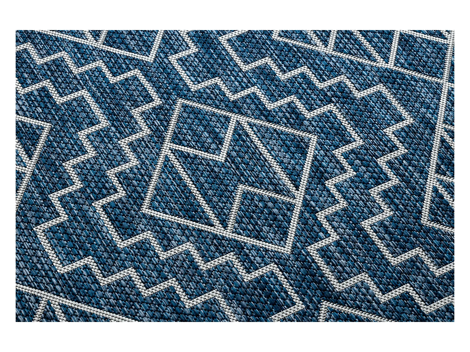 Tapis SIZAL SION Géométrique, Diamants 21778 tissé à plat bleu fon 160x220 cm