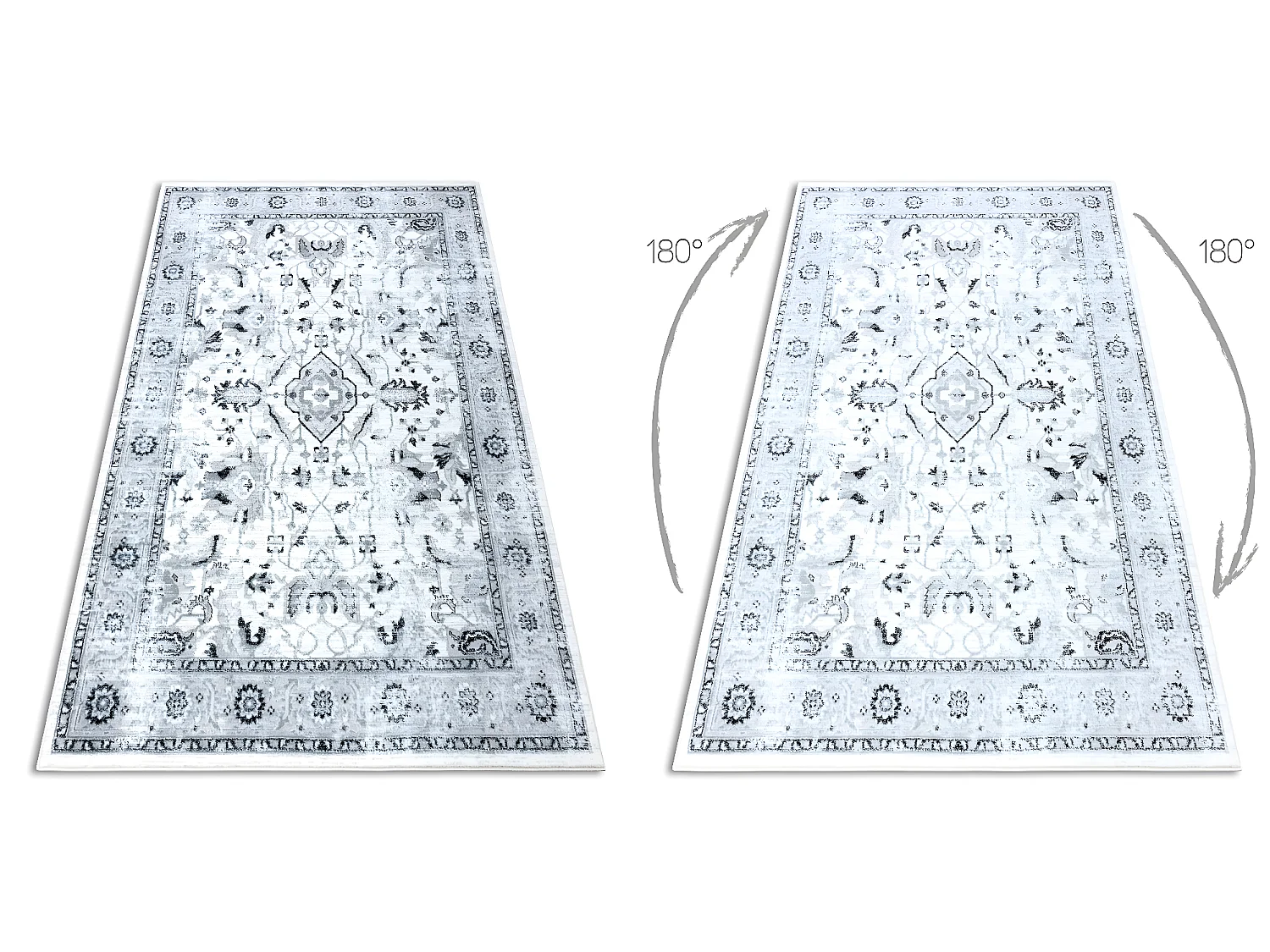 Tapis ARGENT - W7040 Cadre, vintage gris et noir 160x220 cm