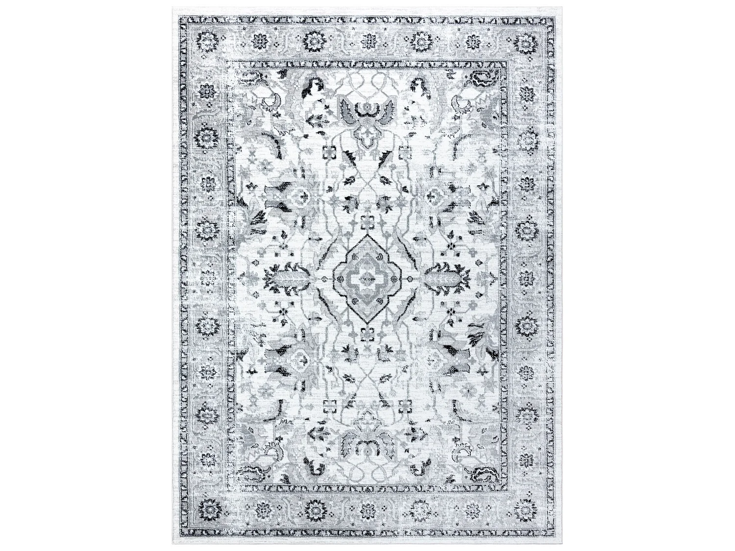 Tapis ARGENT - W7040 Cadre, vintage gris et noir 160x220 cm