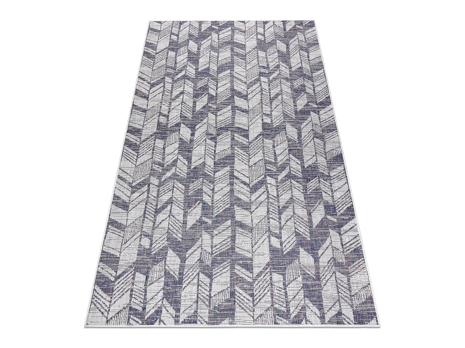 Tapis SIZAL SION Chevrons 22180 tissé à plat ecru / bleu / rose 160x220 cm