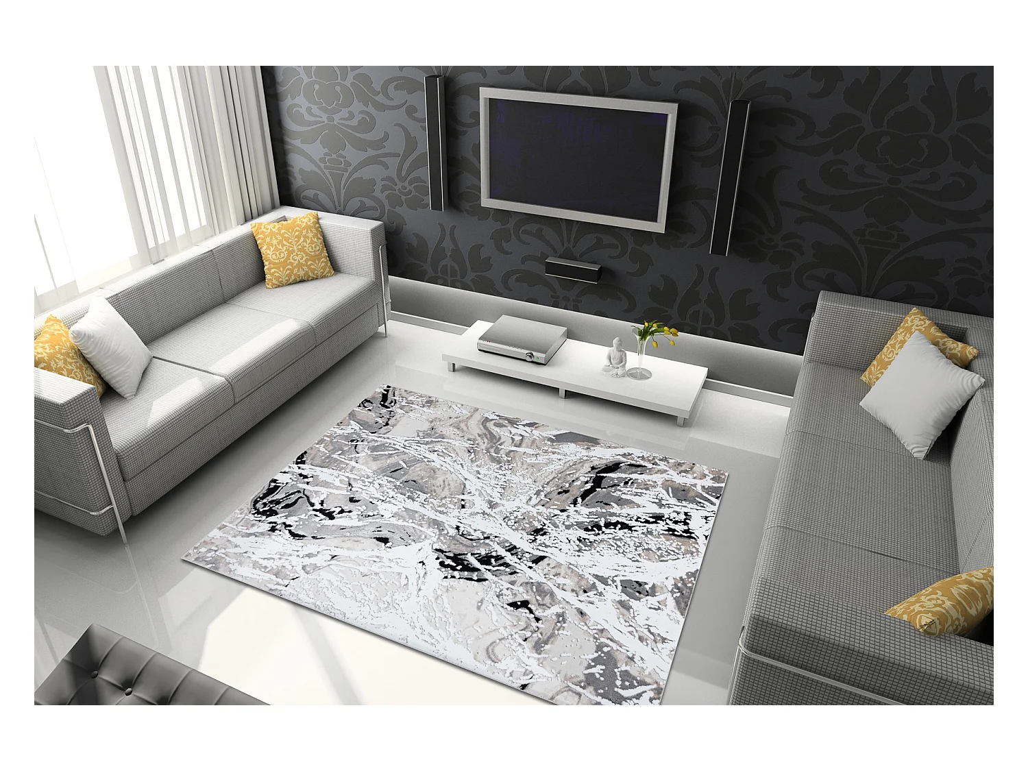 Tapis GLOSS moderne  8488 37 Abstraction élégant, glamour beige / gr 180x270 cm