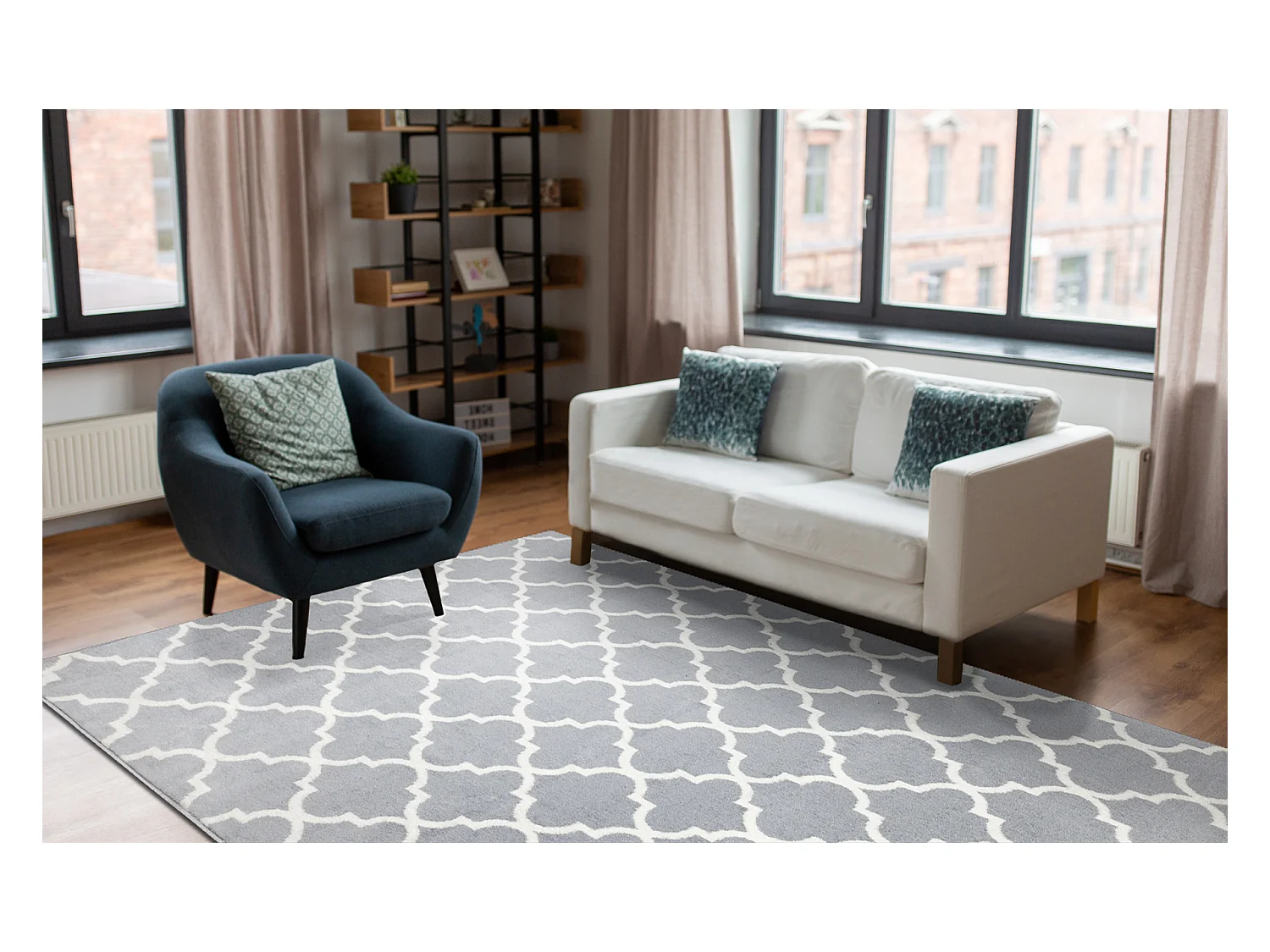 BCF Tapis Morad TRELIS Treillis marocain - gris clair 160x220 cm