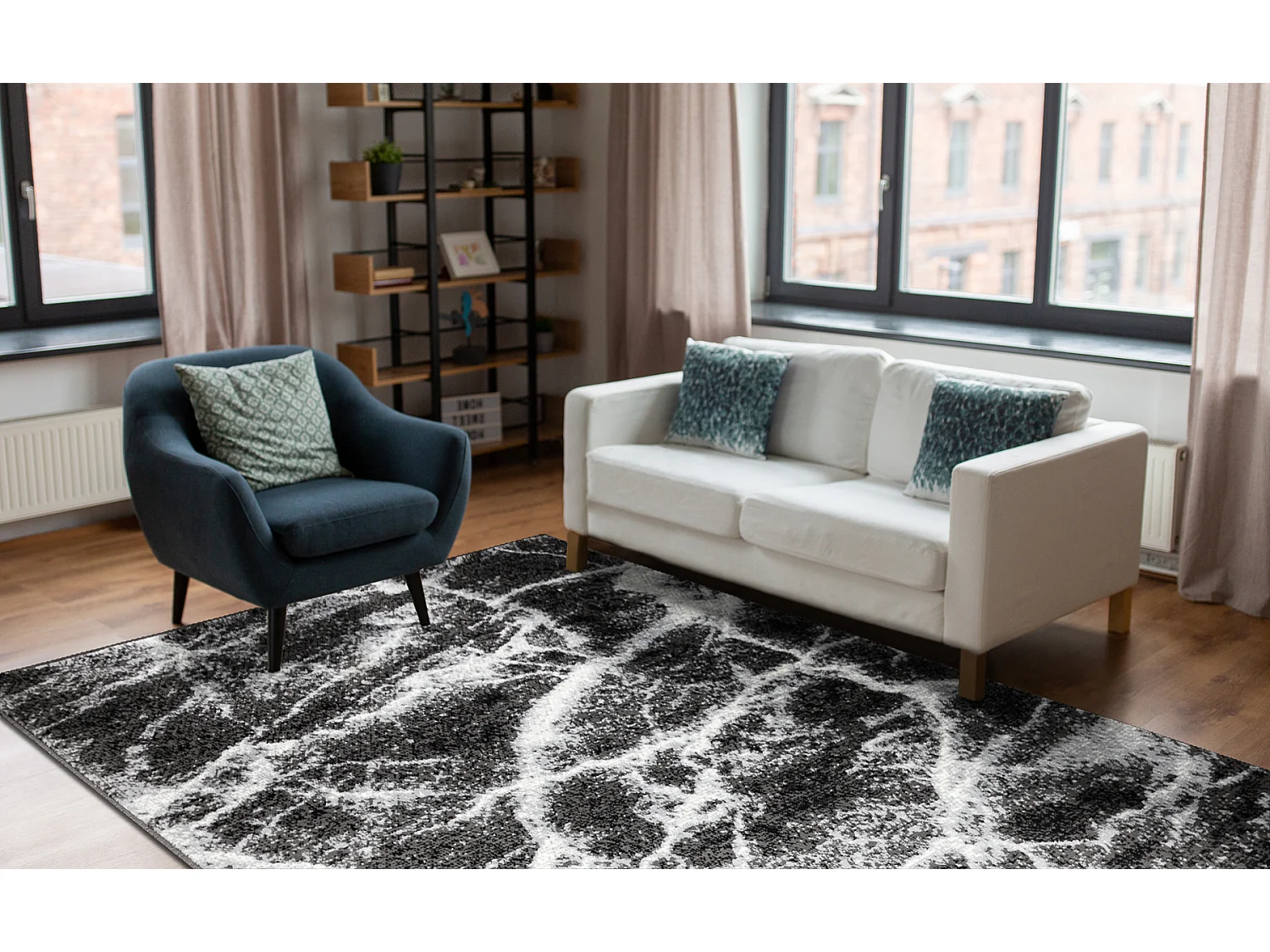 BCF Rug Morad MARMUR mármore - antracite / preto 300x400 cm