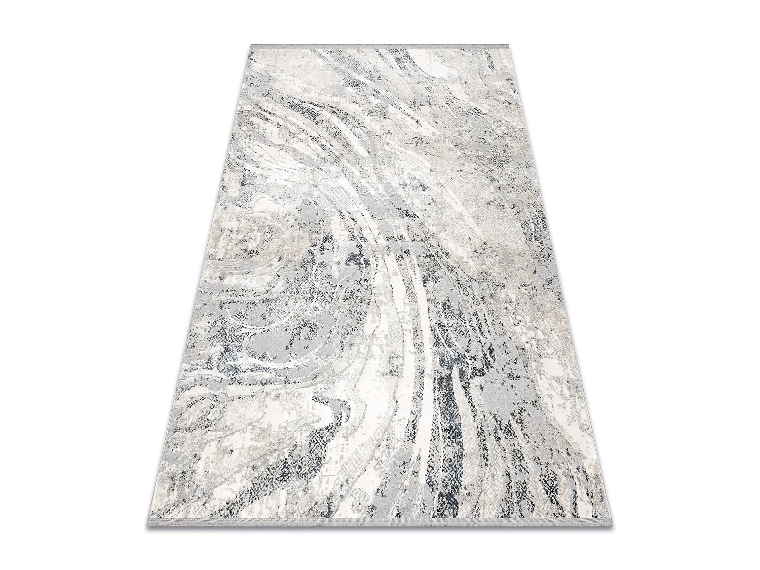 Tapis TULS structural, franges 51328 vintage, abstraction ivoire / gri 280x370 cm