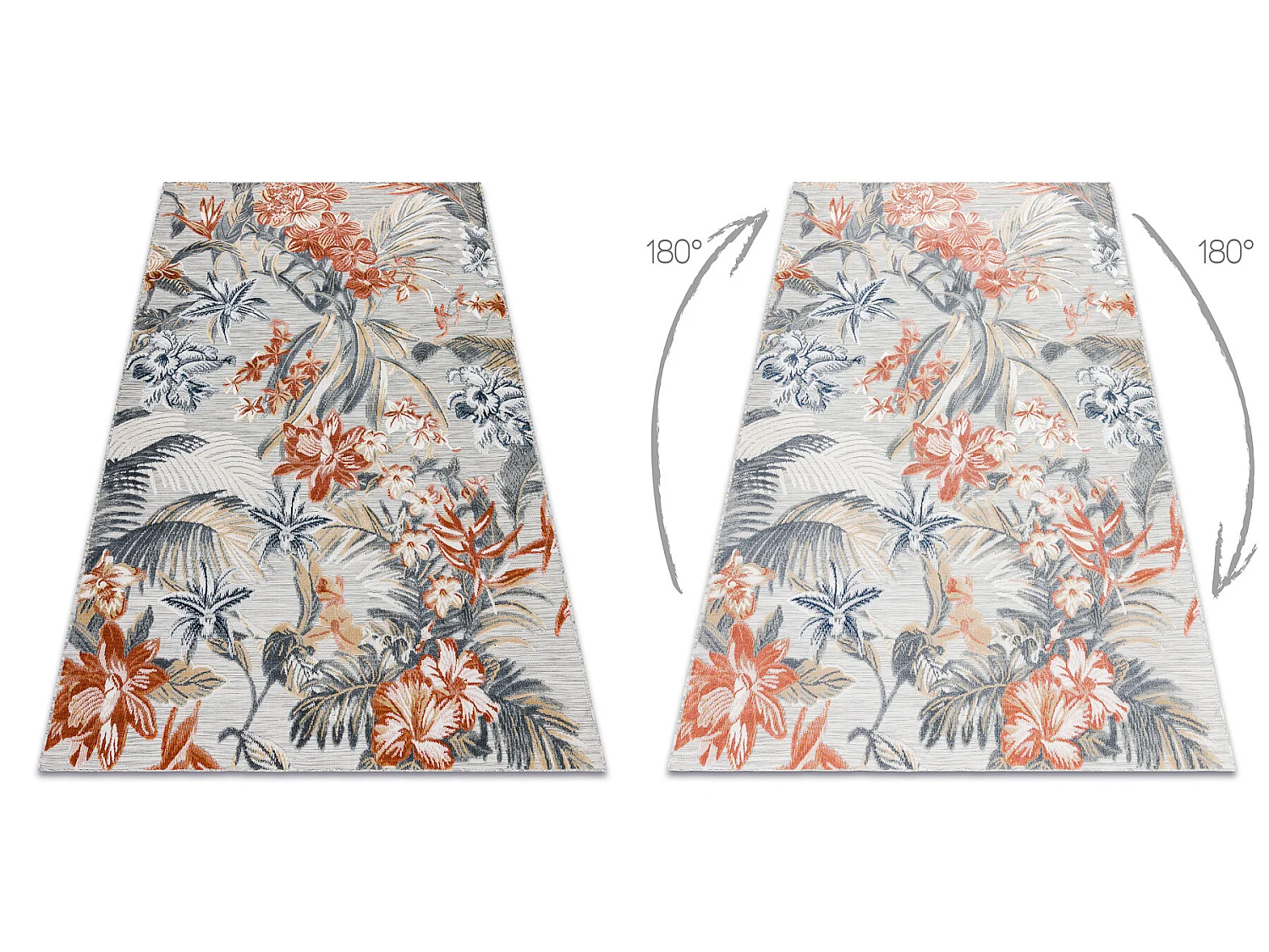 Tapis Structurel BOTANIC 65262 fleurs, tissé à plat sur balcon, terr 117x170 cm