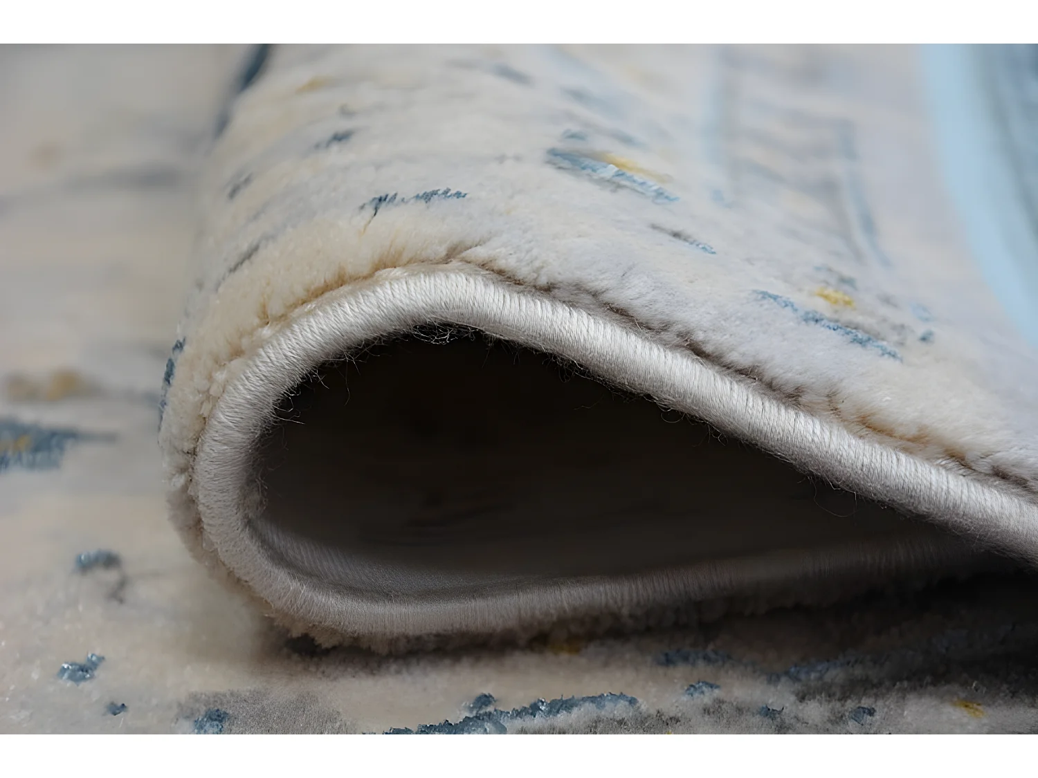 Tapis ACRYLIQUE MANYAS 196AA Ivoire/Doré franges 100x300 cm