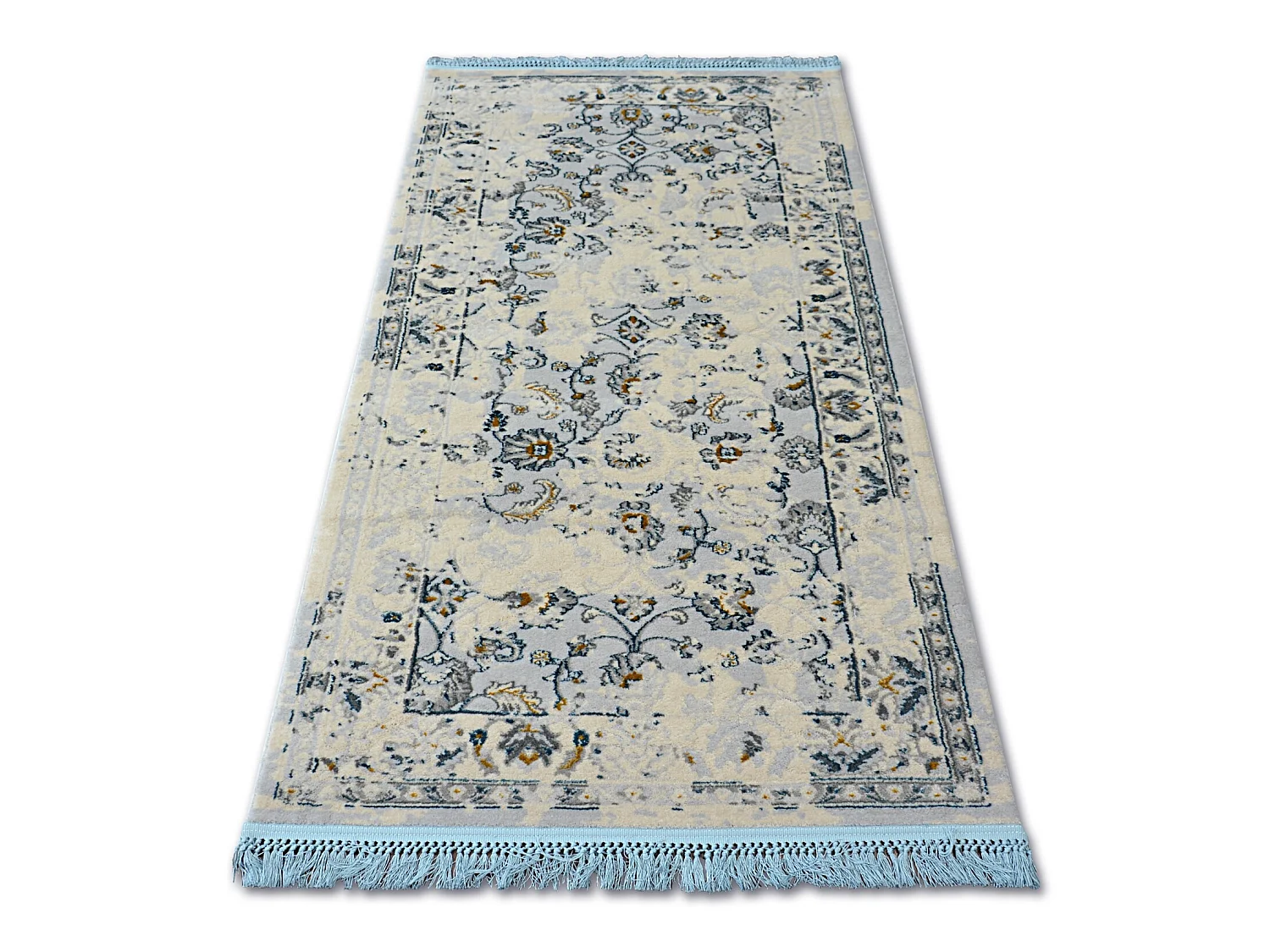Tapijt ACRYL MANYAS 196AA ivoor / goud rand  100x300 cm