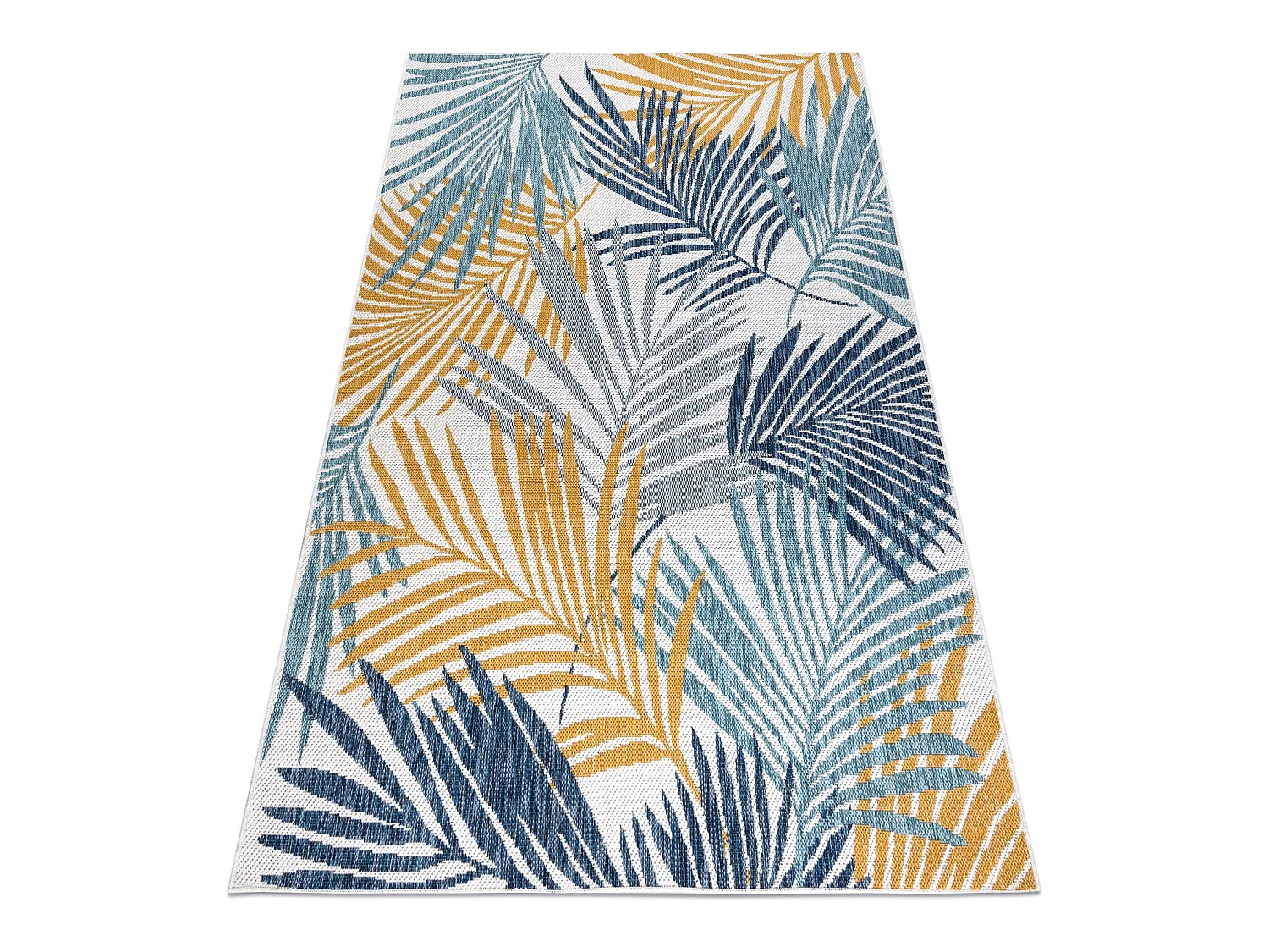 Tapis SIZAL COOPER Feuilles de palmier, tropical 22258 écru / bleu fo 160x220 cm