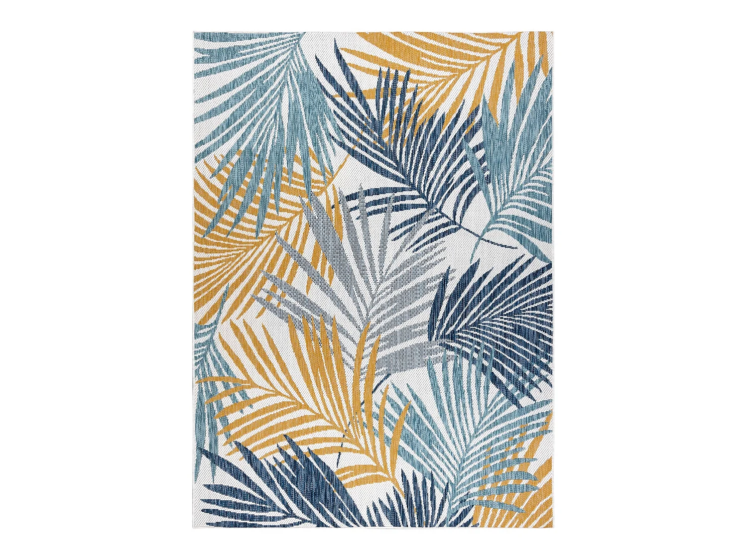 Tapis SIZAL COOPER Feuilles de palmier, tropical 22258 écru / bleu fo 160x220 cm