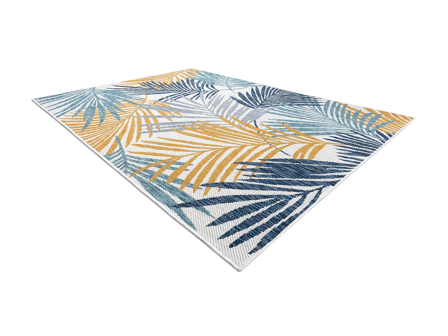 Tapis SIZAL COOPER Feuilles de palmier, tropical 22258 écru / bleu fo 160x220 cm