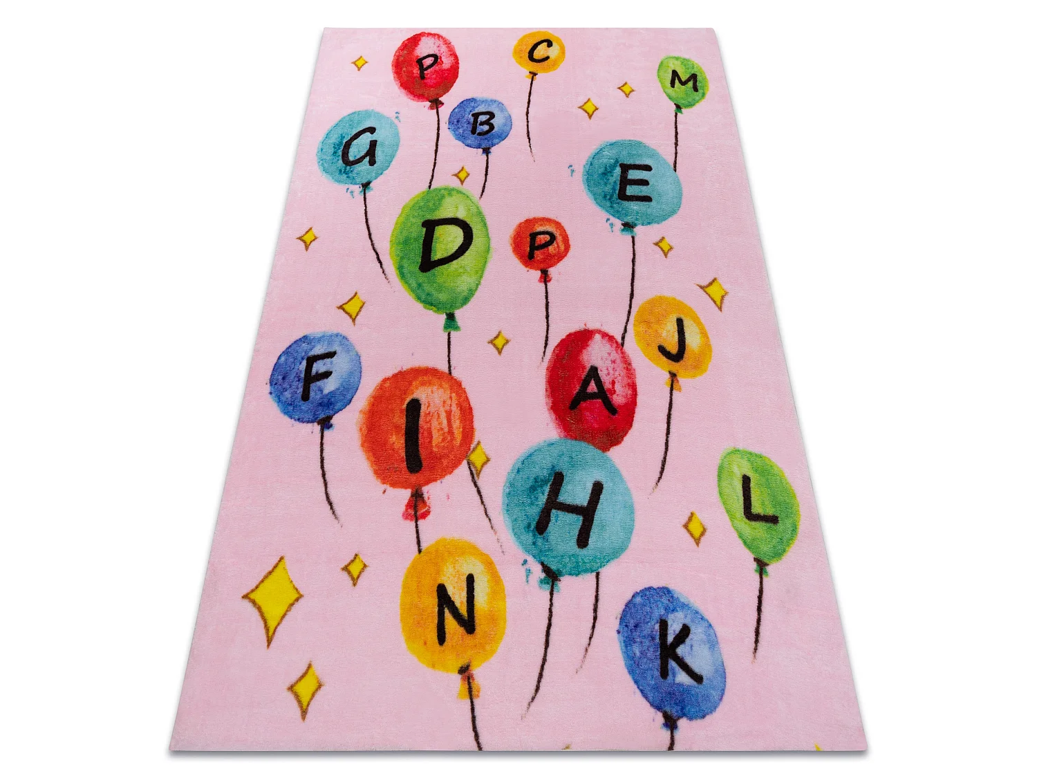 Tapijt PLAY Ballonnen brieven alfabet G3548-3 rozekleuring anti slip  160x215 cm