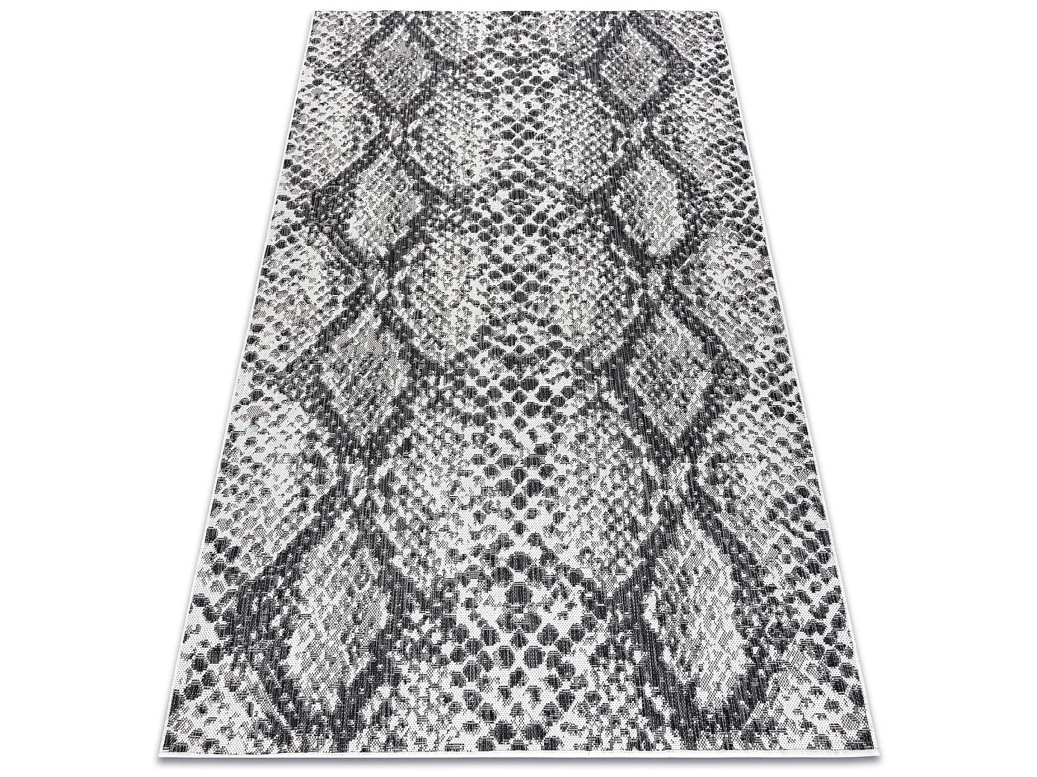 Tapis SIZAL SION Peau de serpent 22162 tissé à plat ecru / noir 160x220 cm