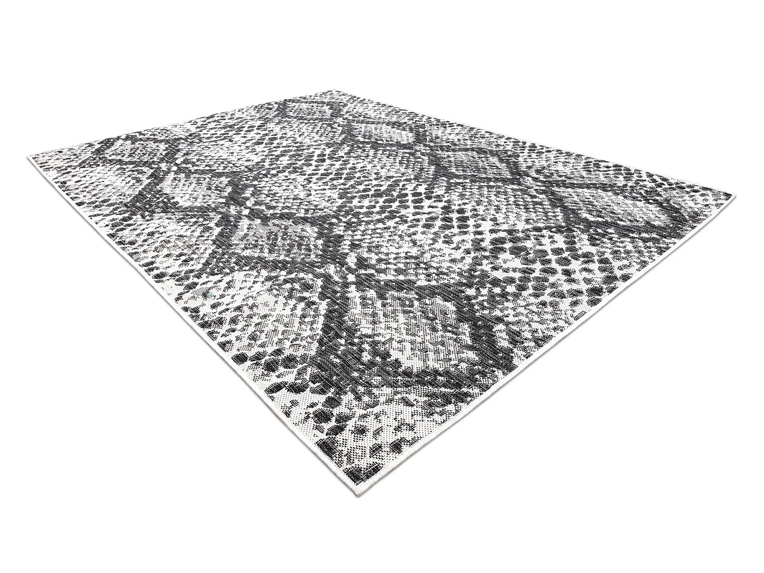 Tapis SIZAL SION Peau de serpent 22162 tissé à plat ecru / noir 160x220 cm