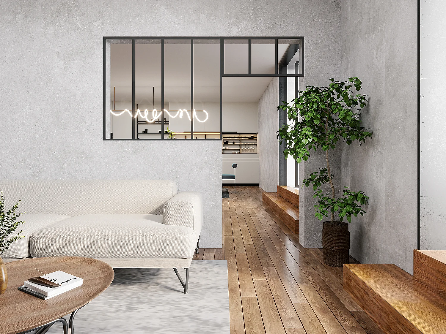 Divisória de atelier com divisória envidraçada alumínio termolacado C120 x A105 + C83 x A40 cm preto - BAYVIEW