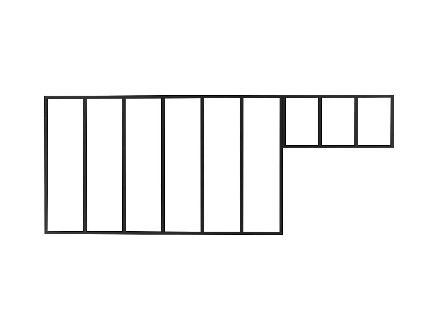 Verrière atelier avec imposte en aluminium thermolaqué - L180 x H105 + L83 x H40 cm - Noir - BAYVIEW