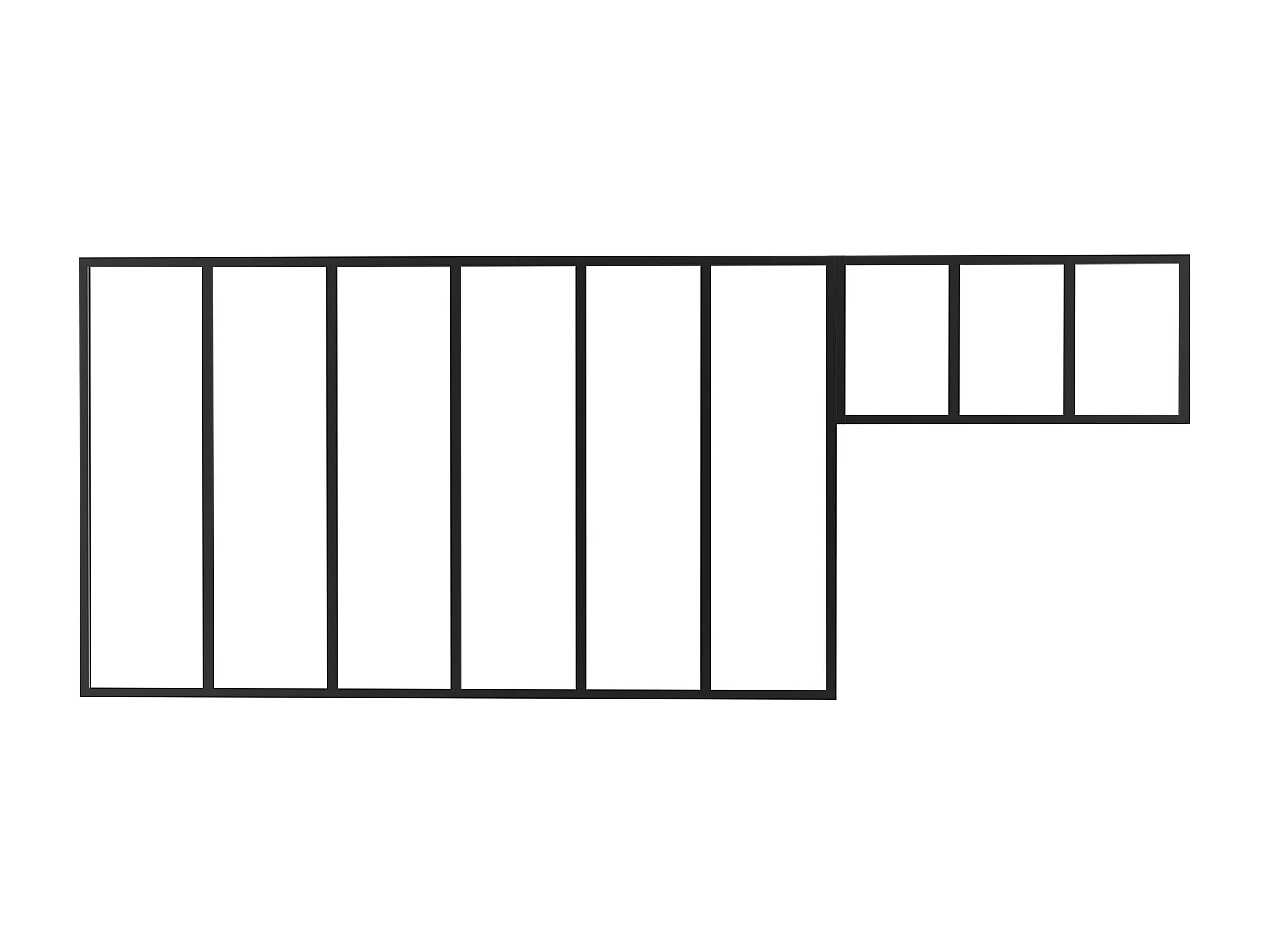 Raam werkplaats van gepoedercoat aluminium -  L180 x H105 + L83 x H40 cm - Zwart - BAYVIEW