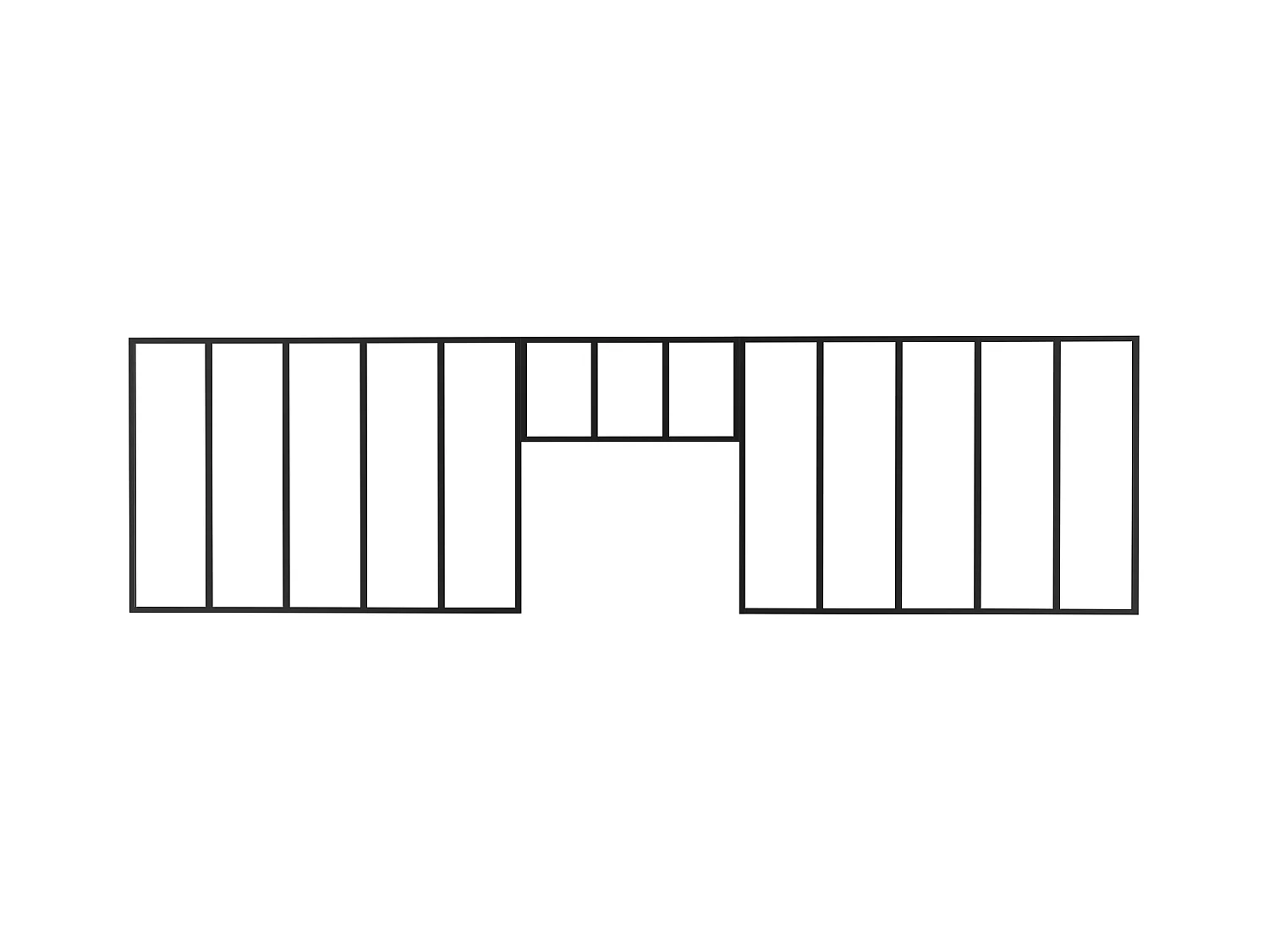 Atelier-Glaswand mit Oberlicht 2er-Set - thermolackiertes Aluminium - 2x 150 x 105 + 83 x 40 cm - Schwarz - BAYVIEW