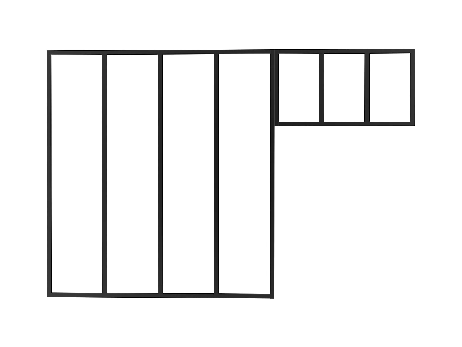 Verrière atelier avec imposte en aluminium thermolaqué - L120 x H130 + L73 x H40 cm - Noir - BAYVIEW