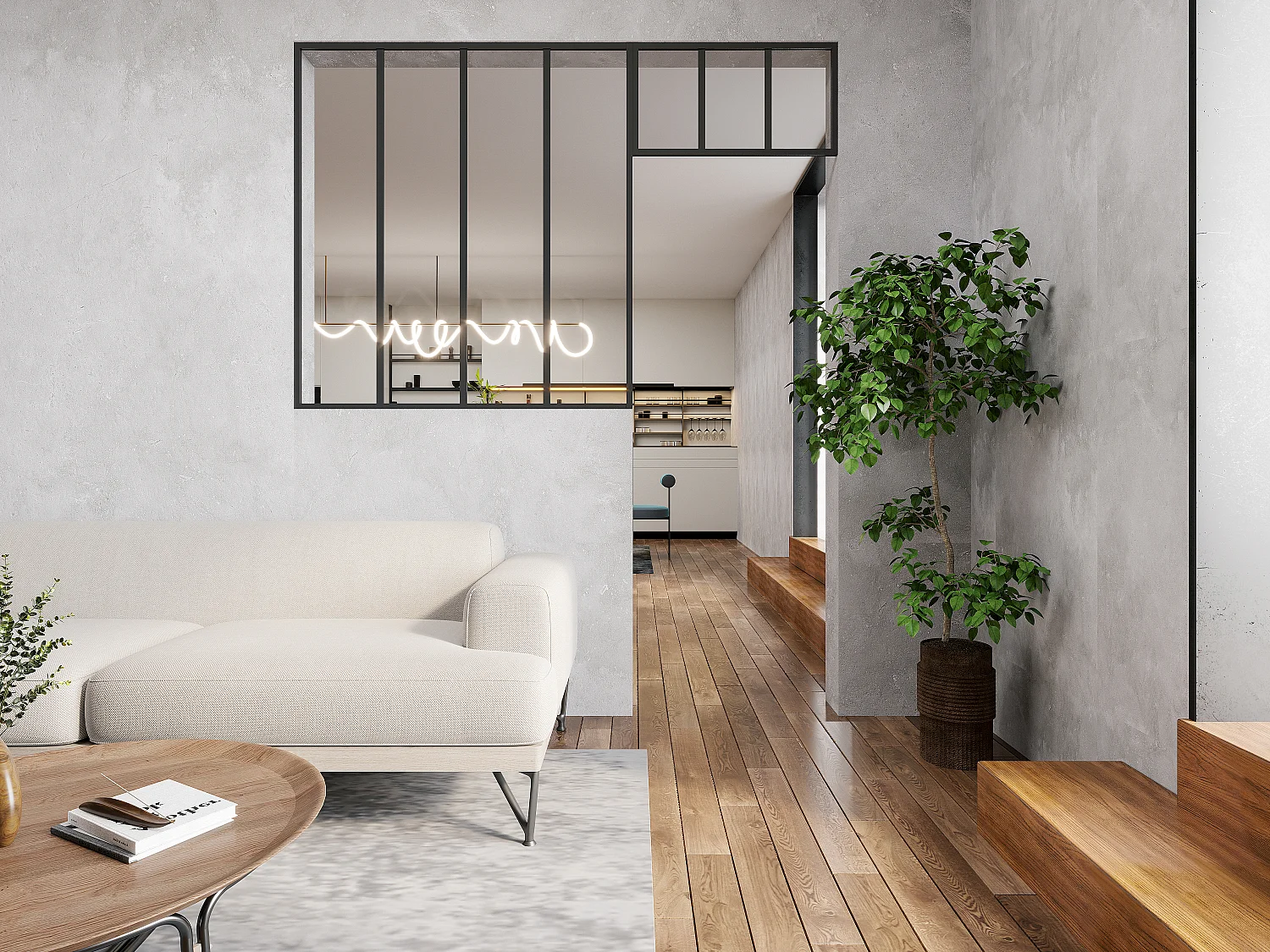 Atelier-Glaswand mit Oberlicht - thermolackiertes Aluminium - 120 x 130 + 73 x 40 cm - Schwarz - BAYVIEW